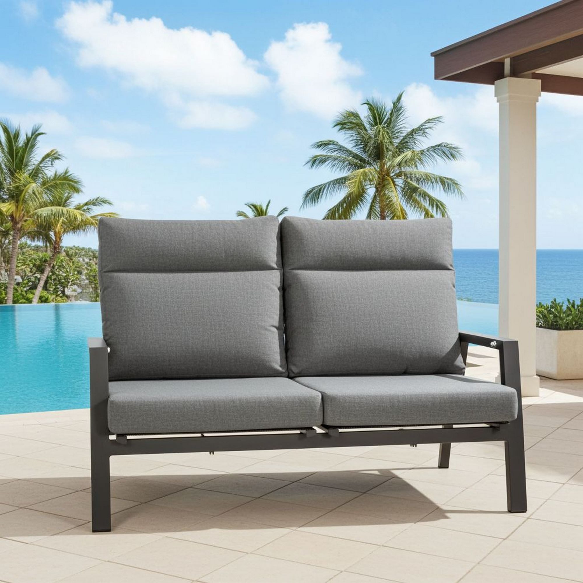 Lesli Living Gartenlounge-Bank Lesli Living 2er Loungesofa Loungebank Ohio Negro 152x81cm