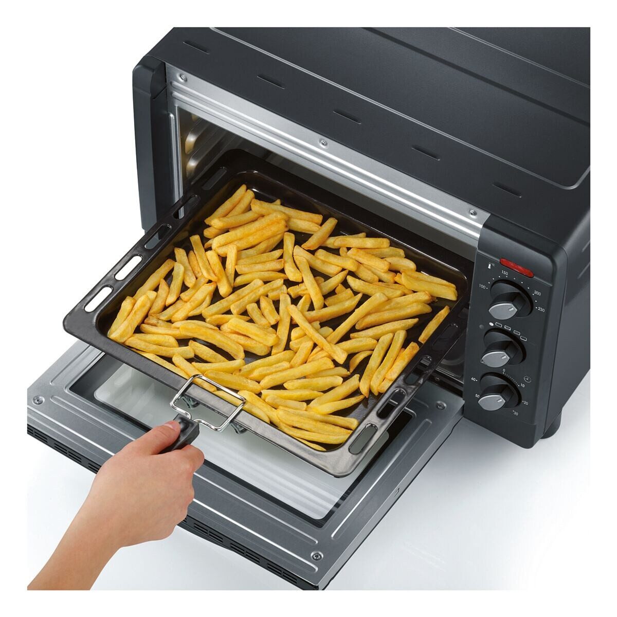 Severin 2-in-1-Toaster TO2067, für Pizza, Pommes, Braten, Aufläufe, Kuchen, Brötchen, 1500 W, Back- / Toastofen 20 Liter, 100°C-230°C, 1500 Watt, inkl. Zubehör