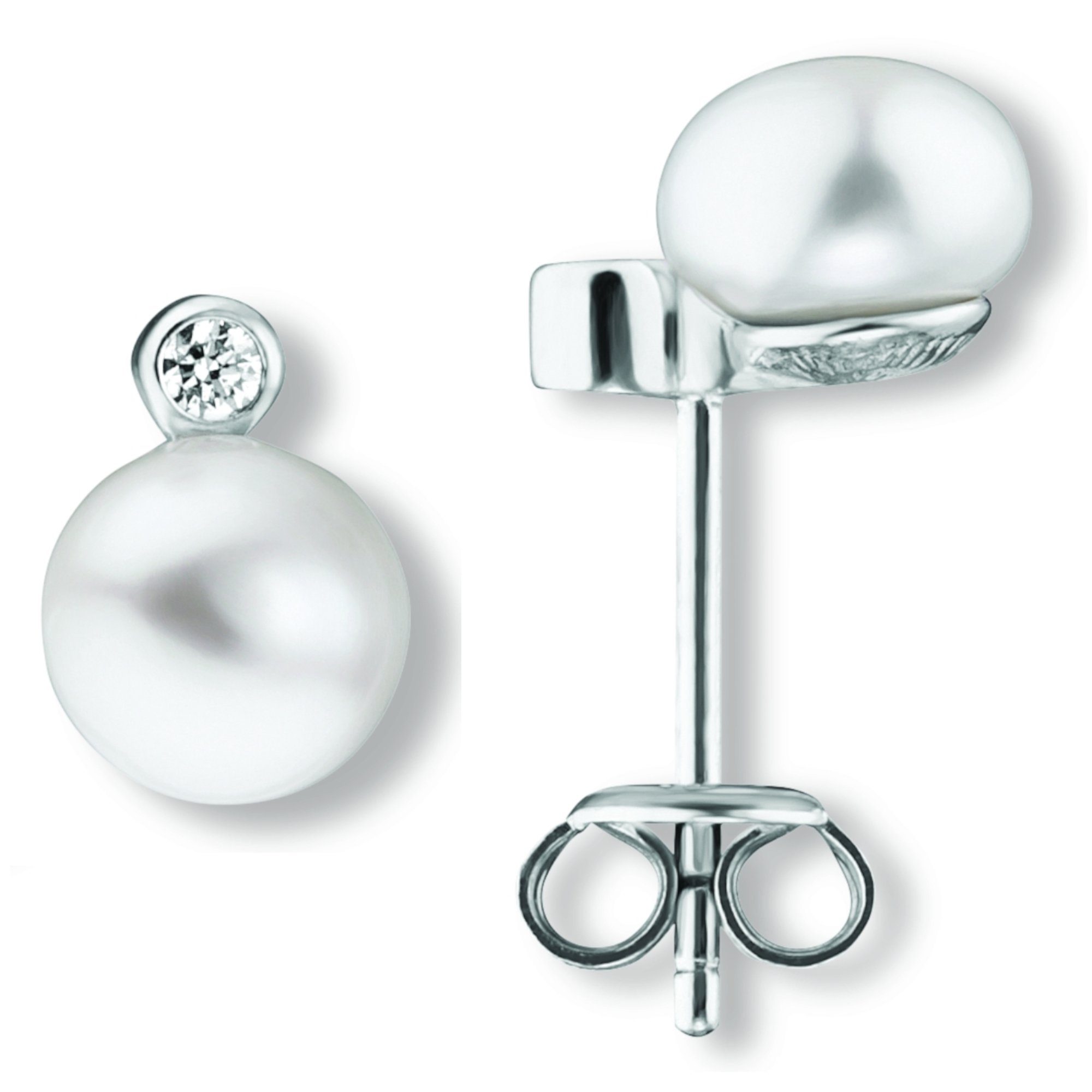 ONE ELEMENT Paar Ohrhänger Zirkonia Ohrringe Ohrstecker aus 925 Silber, Zartes Emblem – unaufdringlich und dennoch ausdrucksstark
