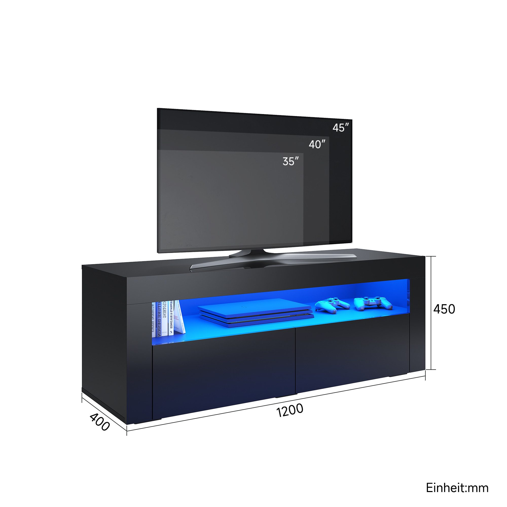 SONNI TV-Schrank TV-Schränke mit LED Beleuchtung Weiß/schwarz 120/160/180 c günstig online kaufen