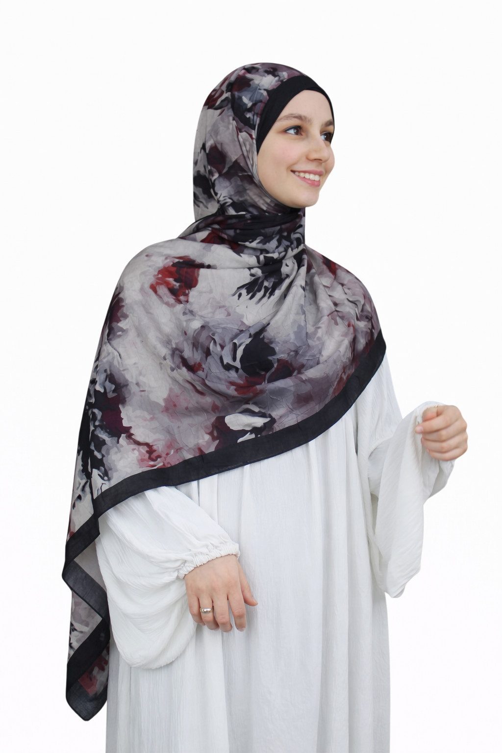 Aymasal Kopftuch Printed Soft Hijab Aquarell Look Kopftuch Schal Modest Fashion Trend, Printed Soft Hijab aus Baumwolle 187x70 cm