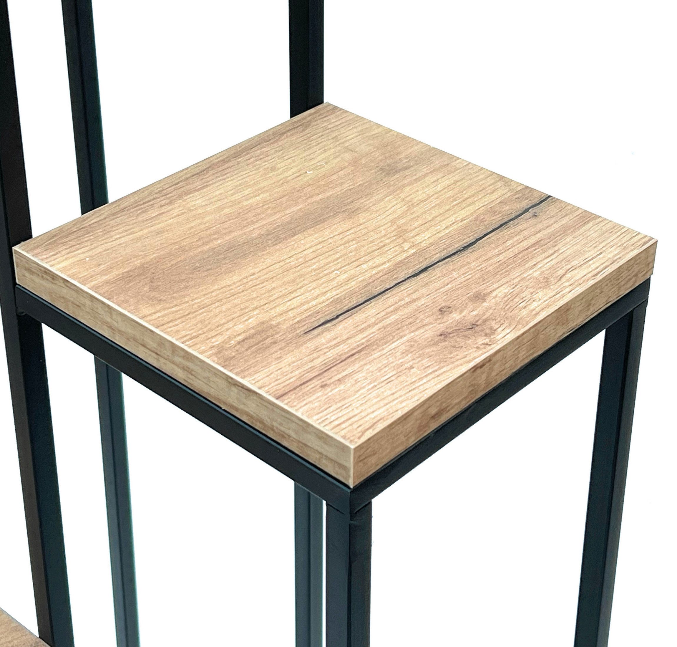 DanDiBo Blumenhocker Blumentreppe Metall Schwarz Holz 90 cm Pflanzentreppe Blumenständer – Bild 4 von 5