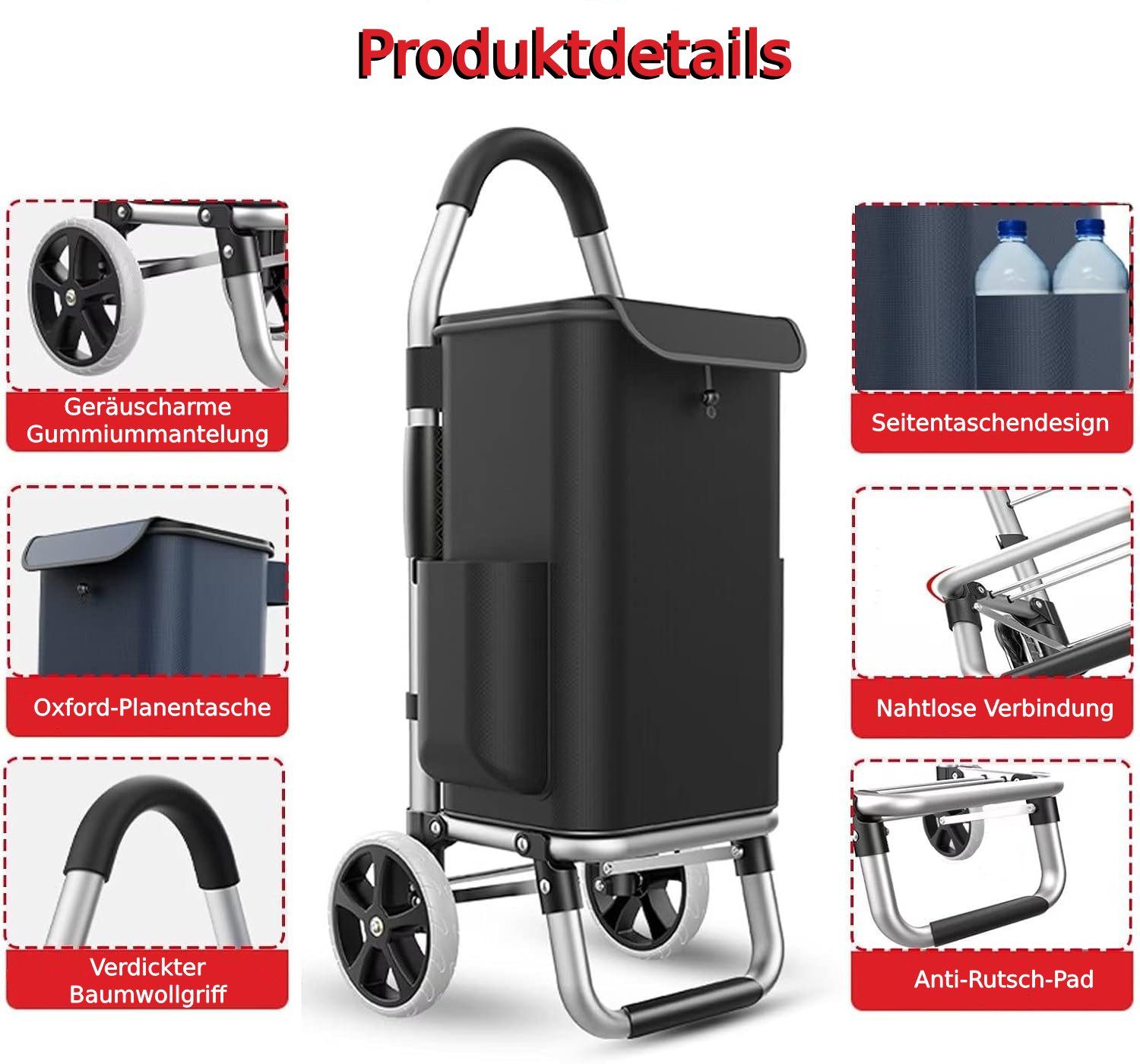 Forrlite Einkaufstrolley Einkaufstrolley, 3in1 Trolley Einkaufswagen, Tragk günstig online kaufen