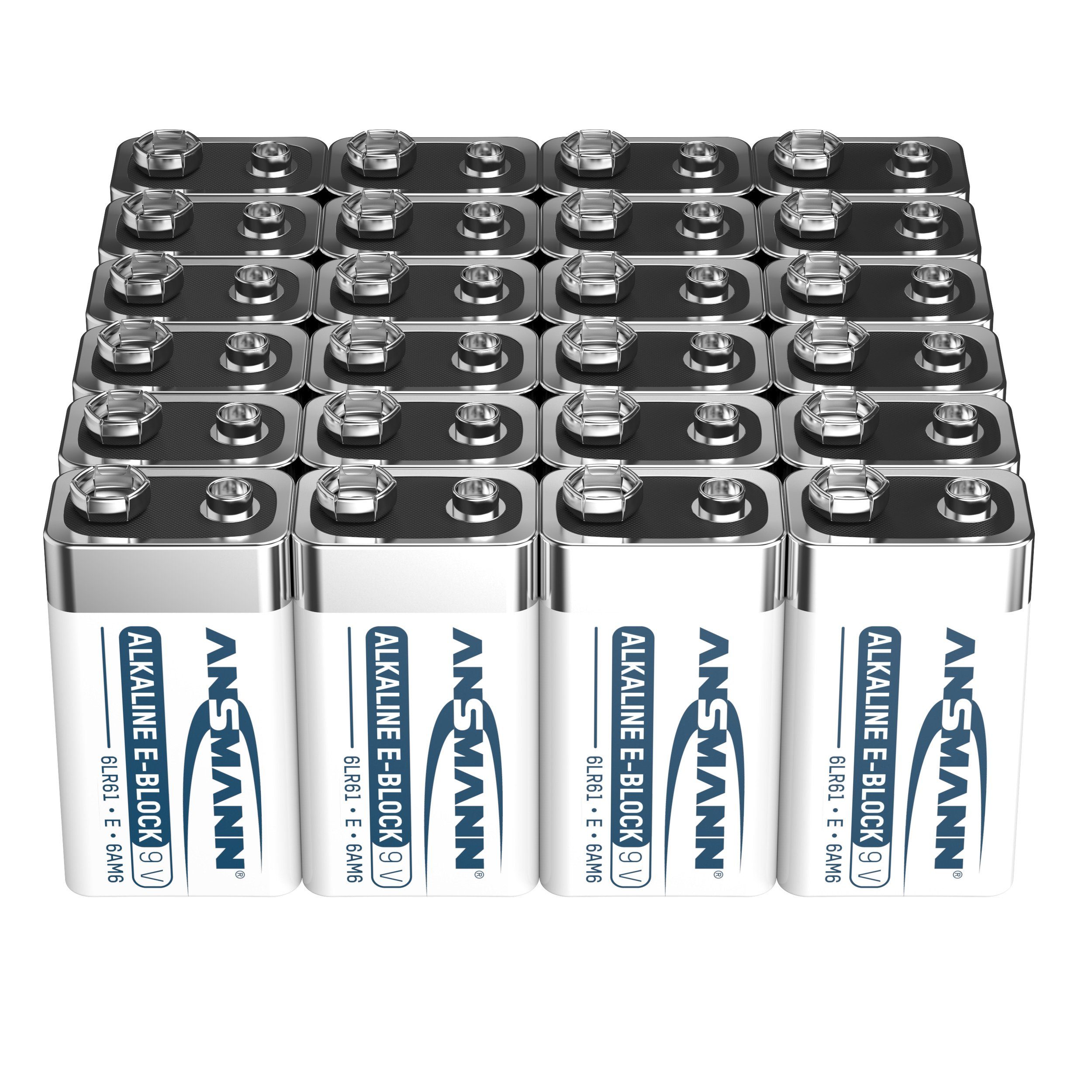 ANSMANN® Alkaline longlife 9V Block Batterien (24 Stück) - ideal für Rauchmelder Batterie