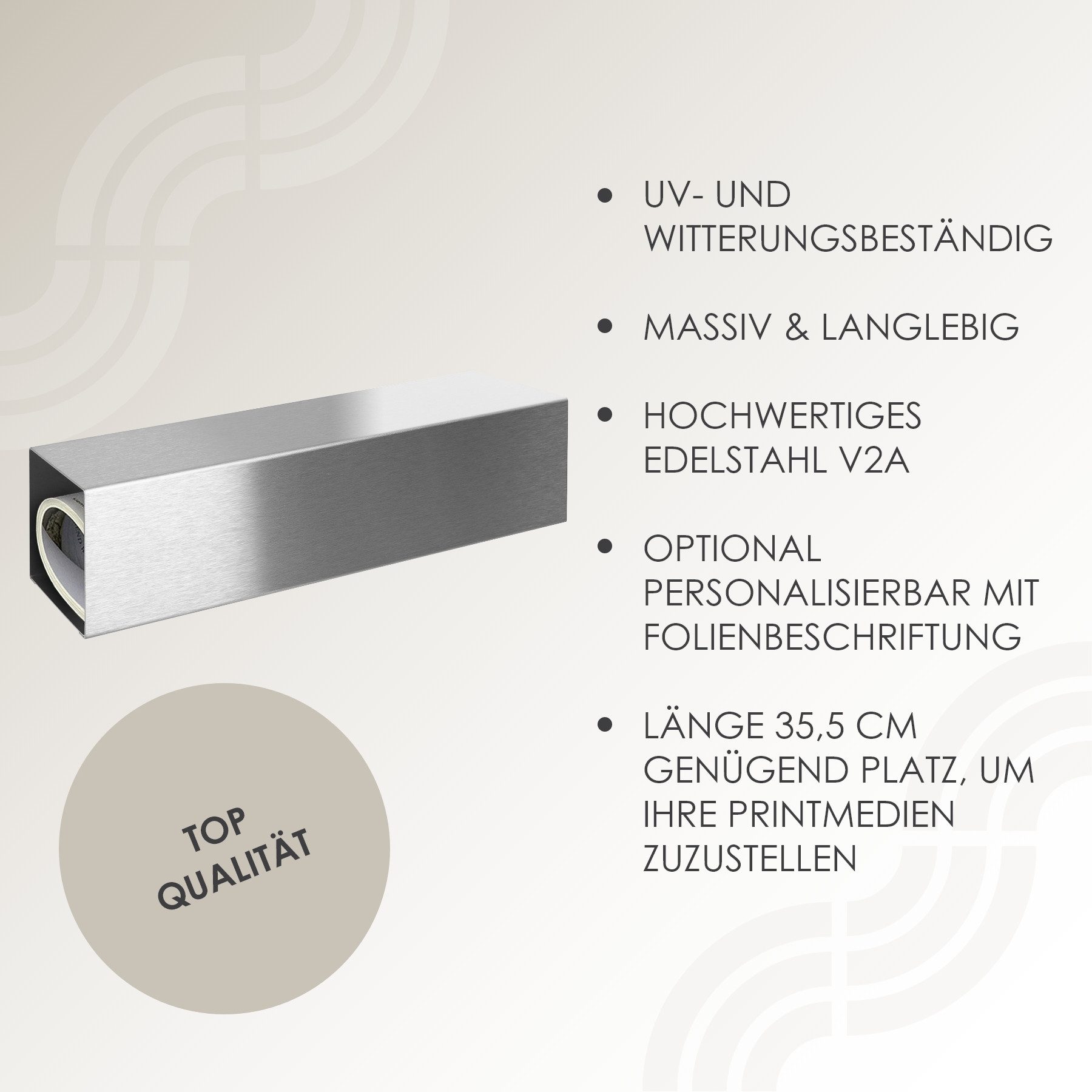 MOCAVI Zeitungsrolle Zeitungsfach ZF1 Edelstahl mit Verschluss