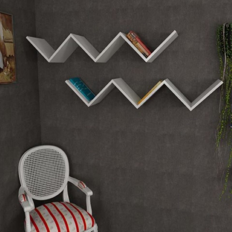 moebel17 Wandregal Wandregal Zigzag Weiß, Platzsparend günstig online kaufen