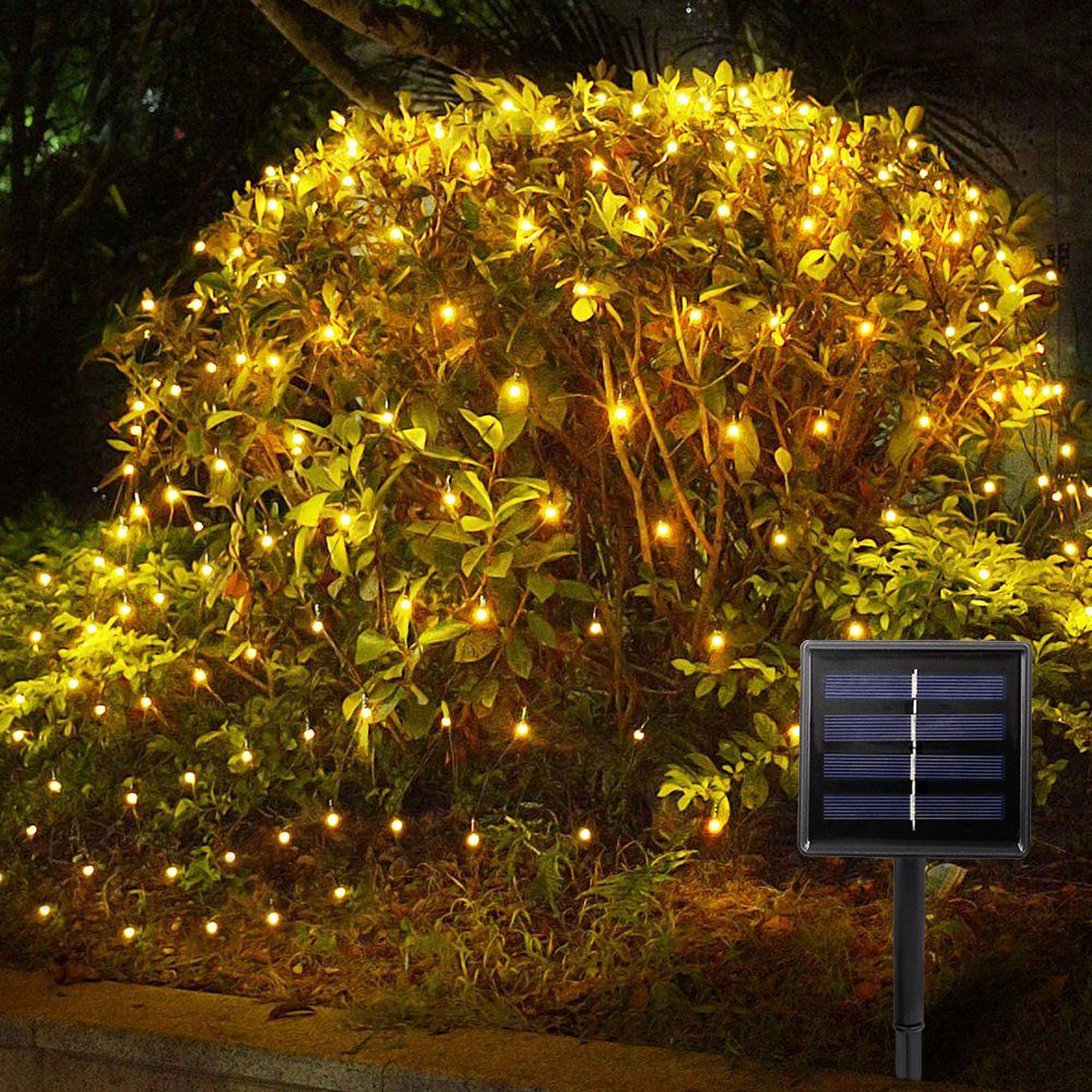 MUPOO LED-Lichternetz Led 204LEDs Warmes Lichtervorhang, Dekor Fenster,Schaukeln,Büsche 3X2M,LED 1.5X1.5M 100LEDs Solarleuchten Modi,IP65 Weiß Wasserdicht,4 / Farben,Wand 8