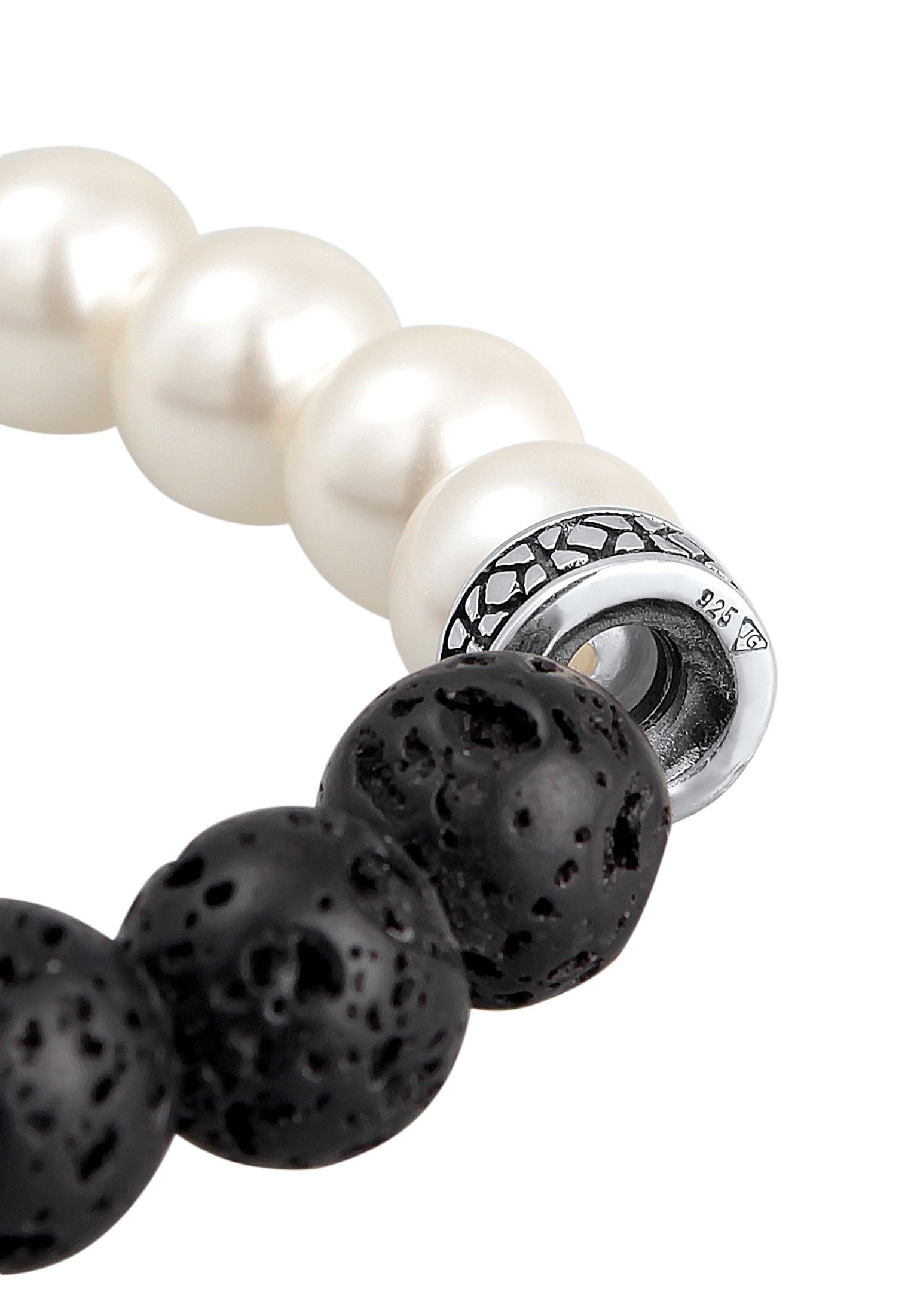 Kuzzoi Bead-Armband-Set Bead Steinarmband Lava Perlen 925 Silber