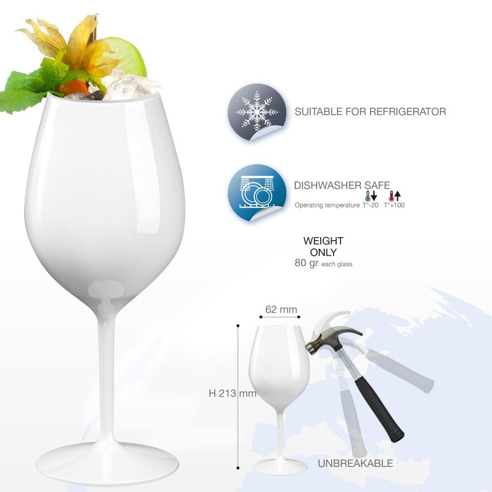 Doimoflair Rotweinglas DoimoFlair Weingläser aus Kunststoff bruchsicher Plastik 51 cl., 2-tlg.