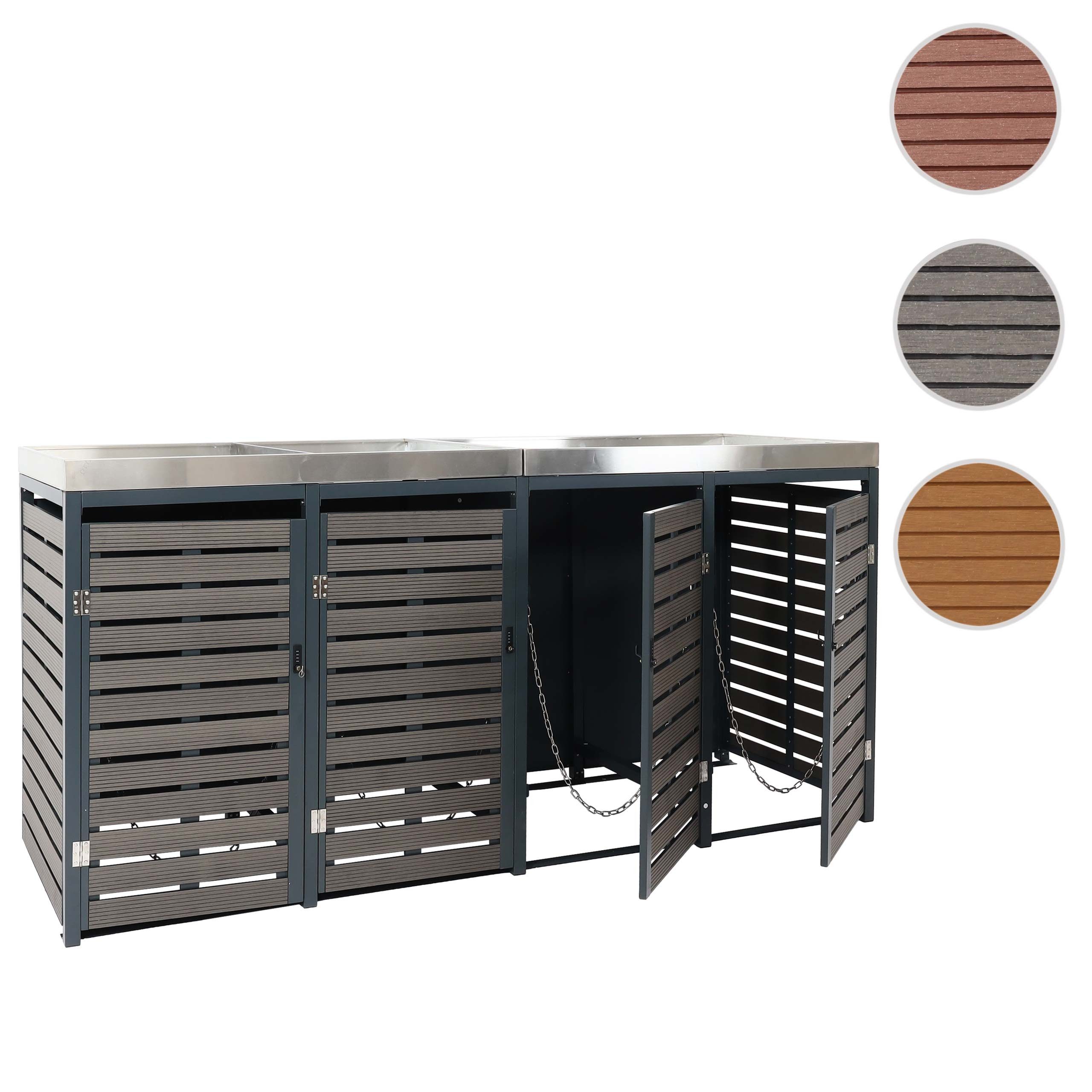 MCW Mülltonnenbox MCW-K14-4 (4 St), Pflanzkasten aus Edelstahl mit Wasserablauflöchern