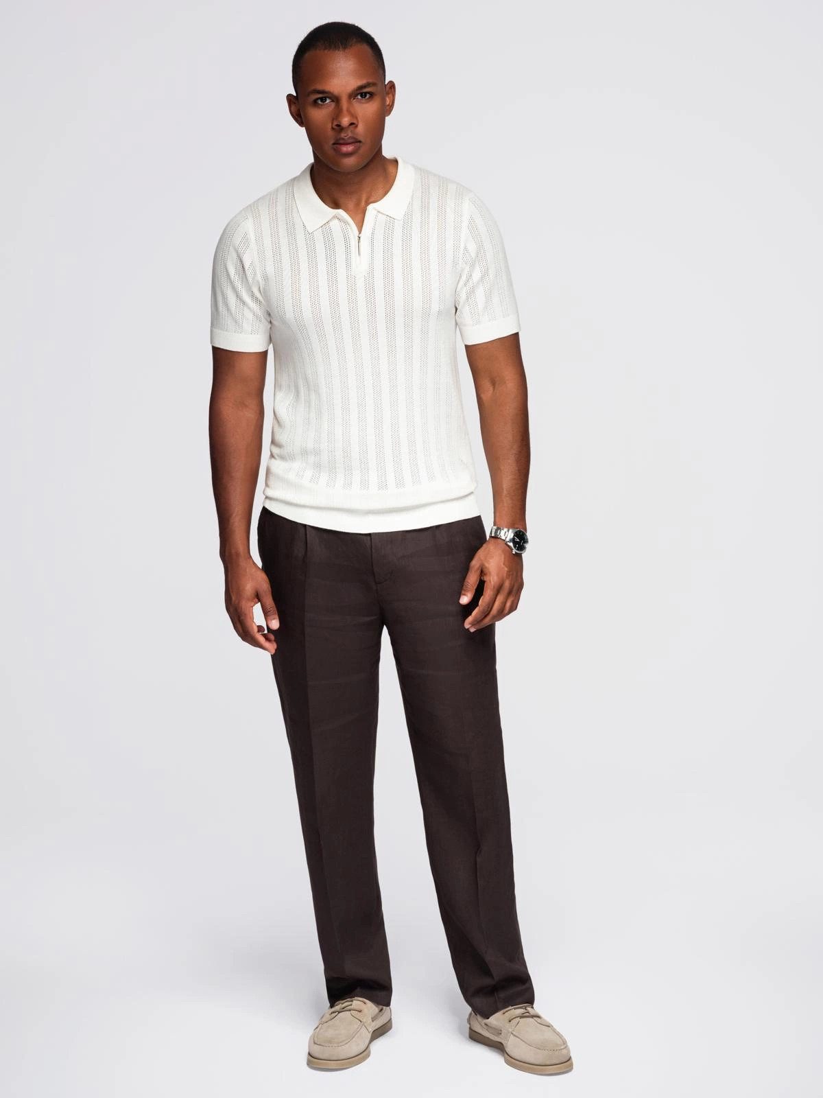 OMBRE Poloshirt Luftiges Design Herren-Poloshirt mit Reißverschluss am Hals günstig online kaufen