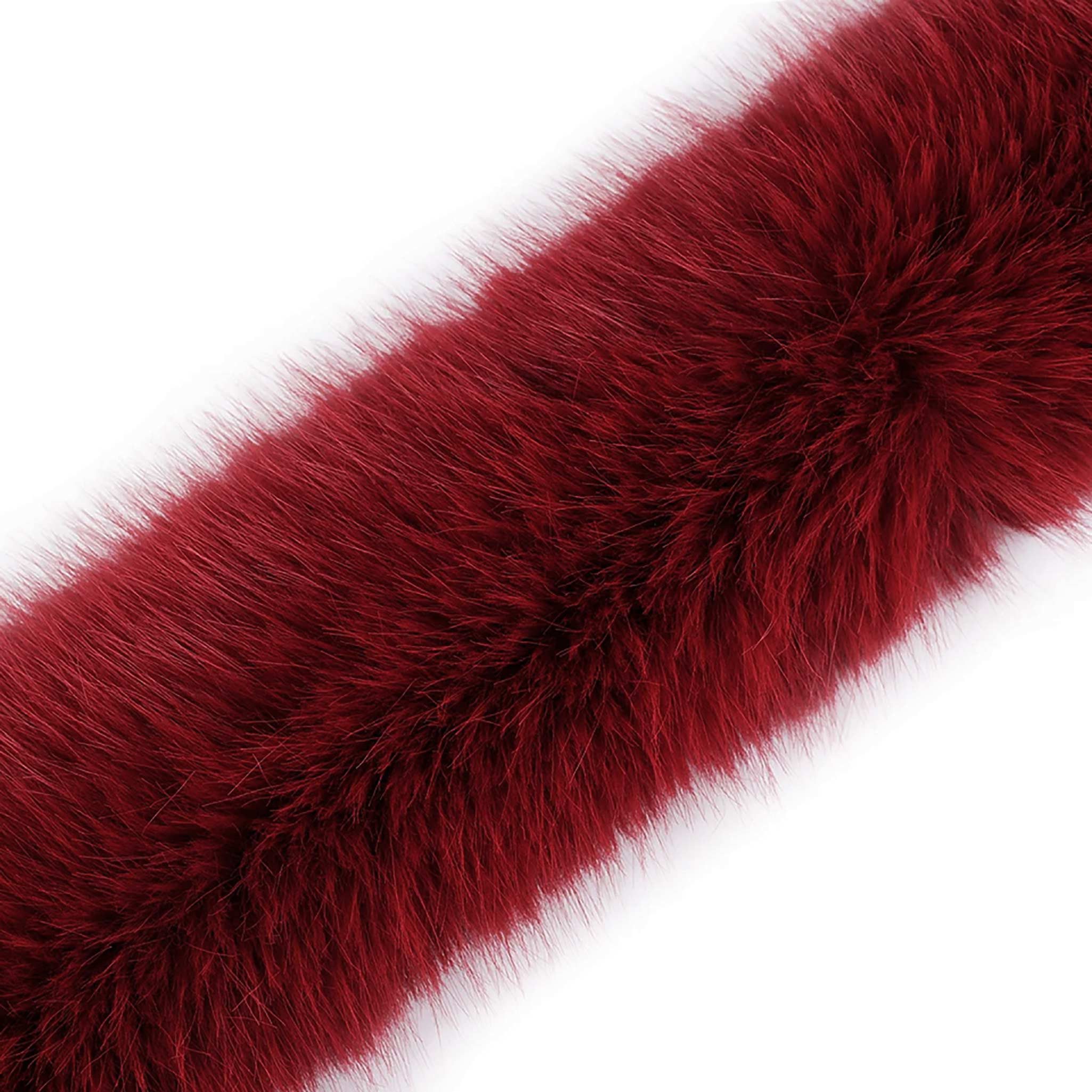 maDDma Webband Kunstfell Fellbesatz ab 1m x 9cmMeterware Kunstpelz Fellstrang, weinrot