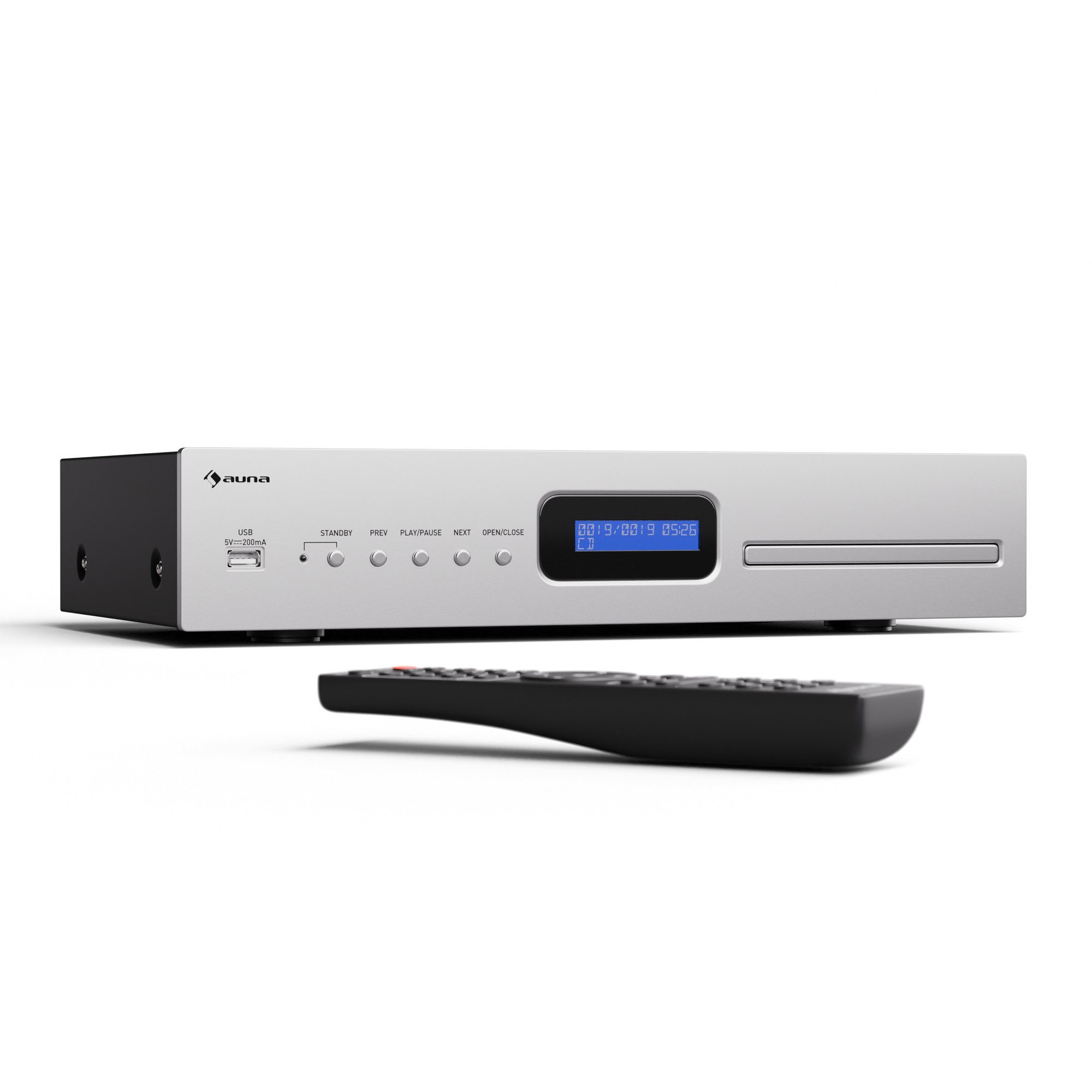 Auna auna Art22 CD-Player MP3 opt. silver Stereoanlage (FM-Radio, 3 W, Bluetooth CD Player MP3 Musik boombox)