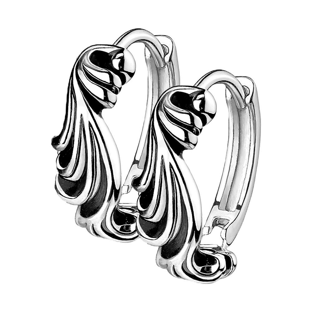 Paar Creolen 1 Paar Antike Ohrringe Creolen versilberte Wellen und Scharnier