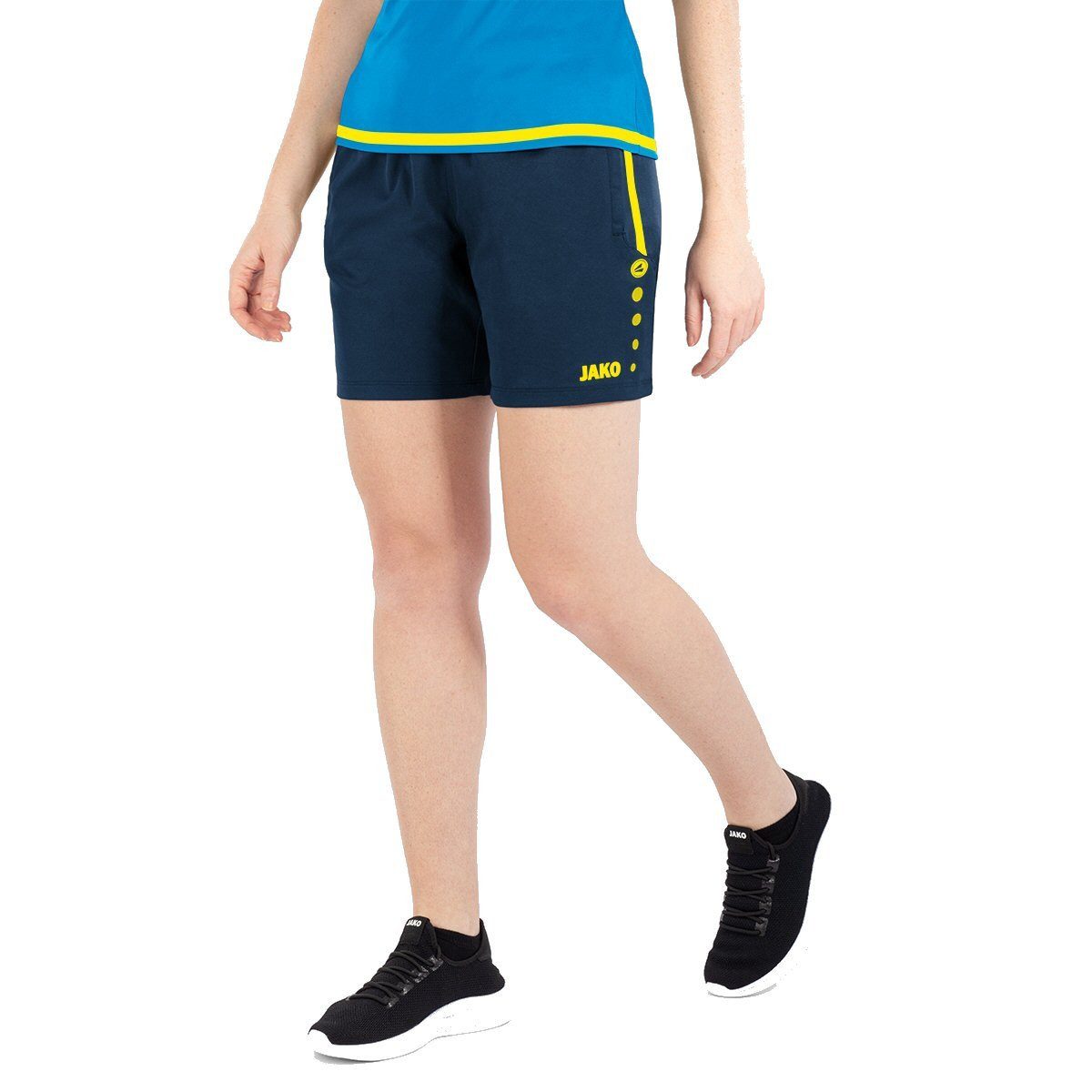 Jako Sporthose Short Competition 2.0 mit Reißverschluss kurz dunkelblau/neongelb