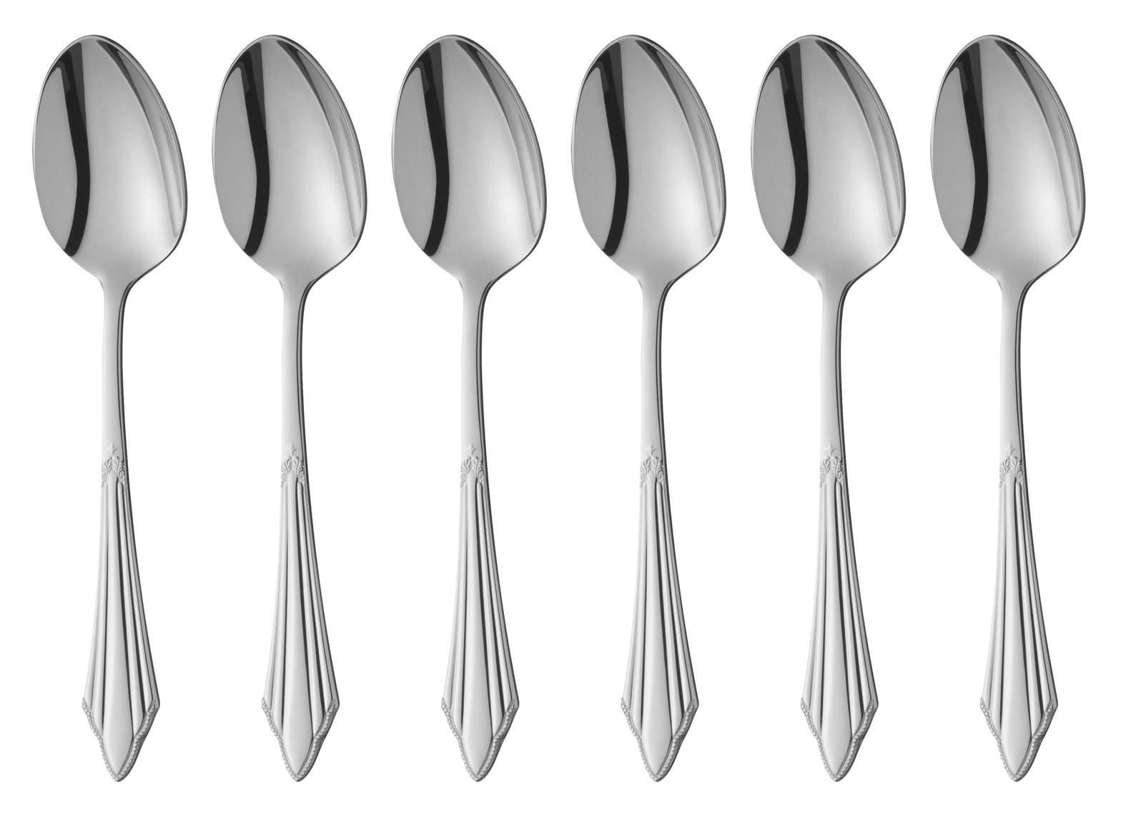 WMF Besteck-Set Fächer Espressolöffel-Set, 6 Stück, Cromargan protect® (6-tlg), 6 Personen, Cromargan protect, Edelstahl poliert, glänzend, kratzbeständig, spülmaschinengeeignet