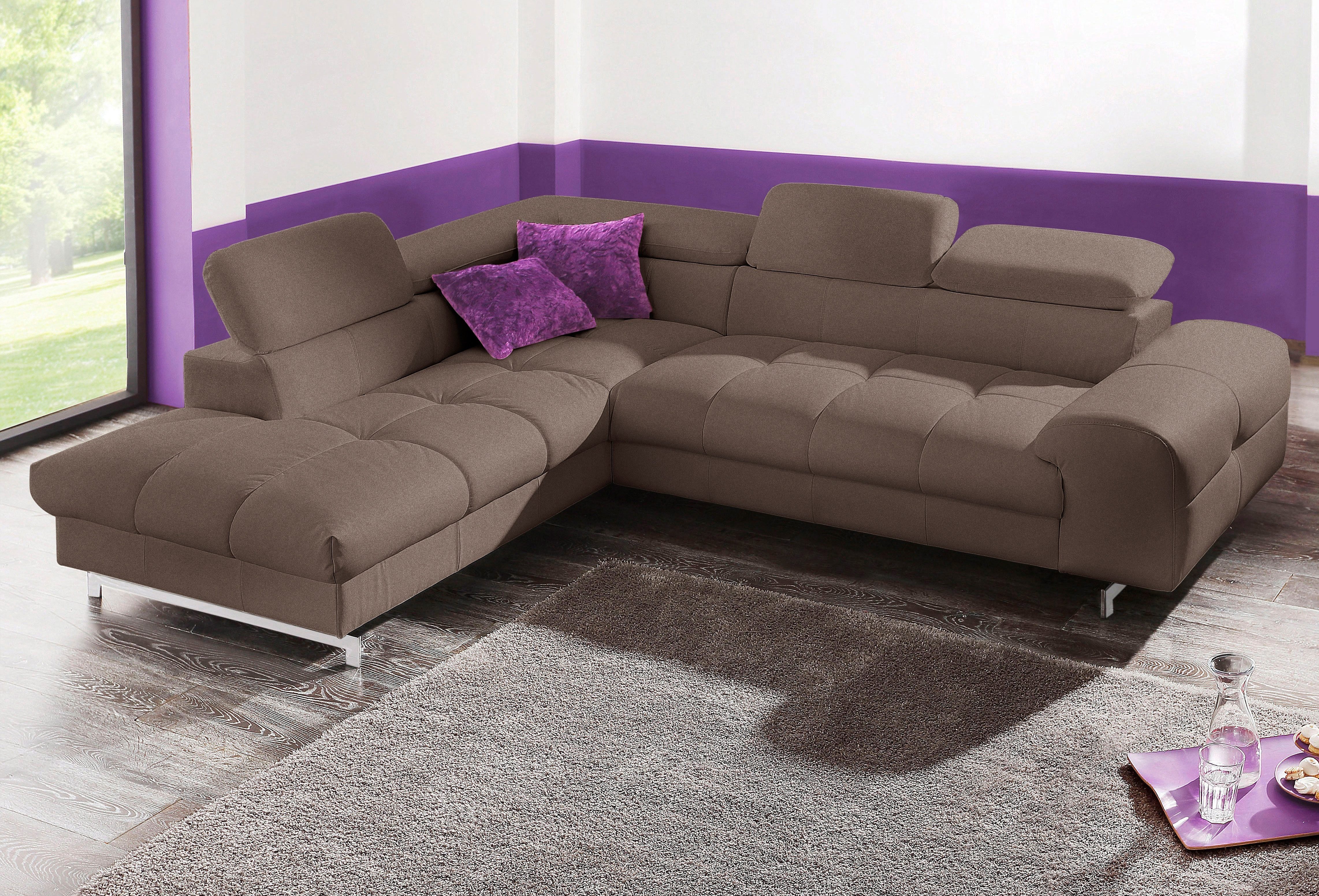 COTTA Ecksofa "Chef L-Form", mit Kopfteilverstellung, edle Metallkufen, wah günstig online kaufen