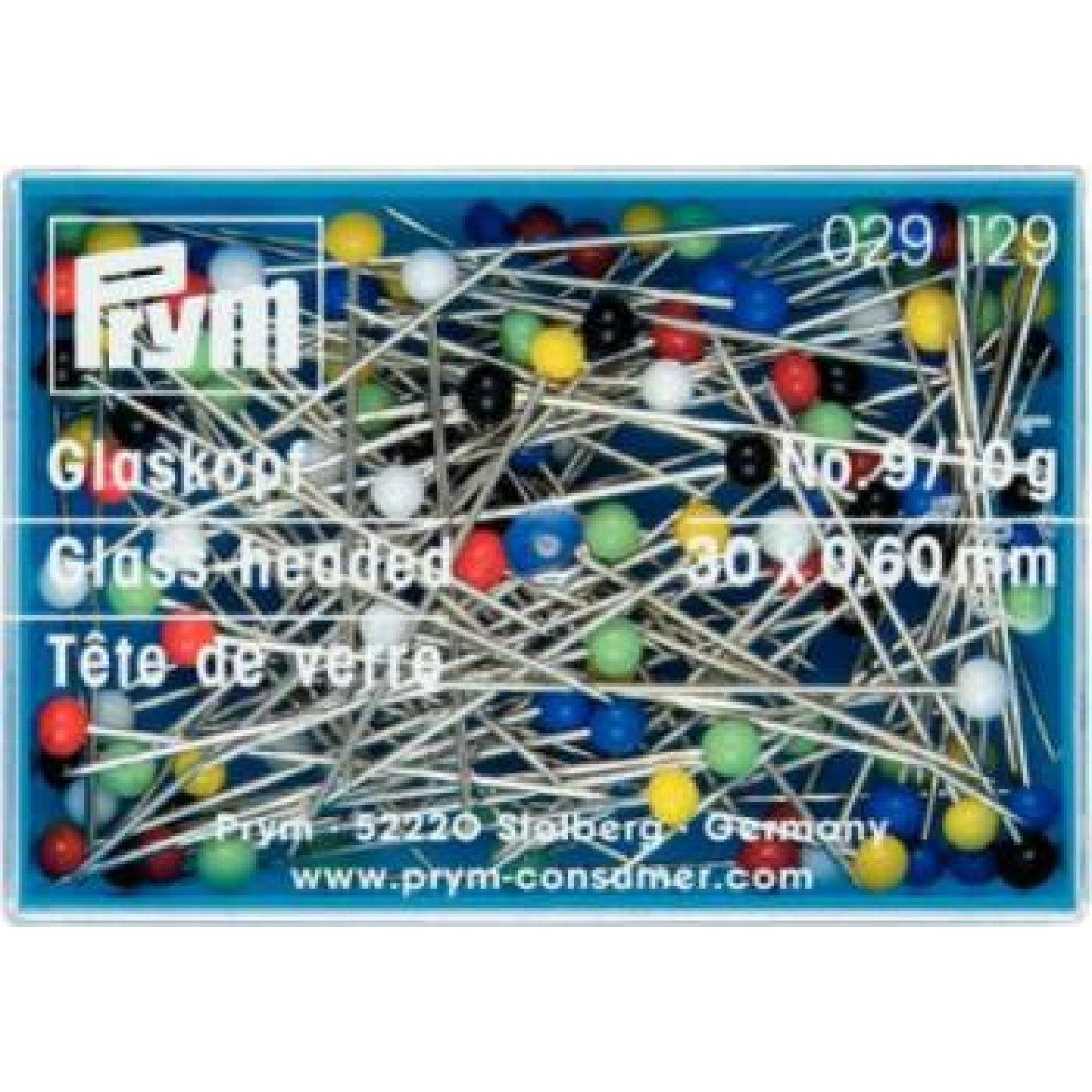 Prym Stricknadeln Glaskopfnadeln 0,60x30 mm silberfarbig bunt 10 g