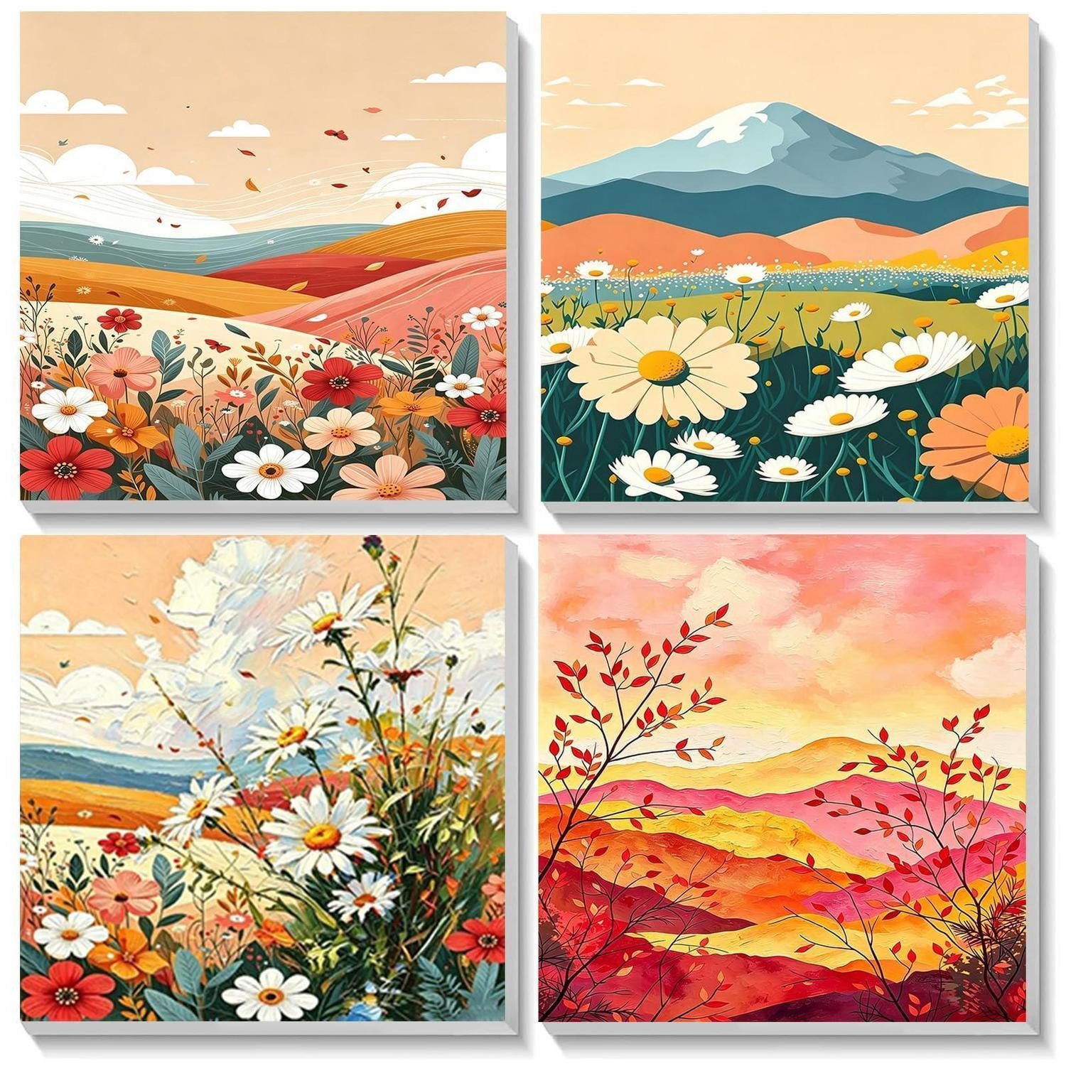 LuxusKollektion Malen nach Zahlen Malen nach Zahlen Kinder Landschaft 4er Set (4-St)