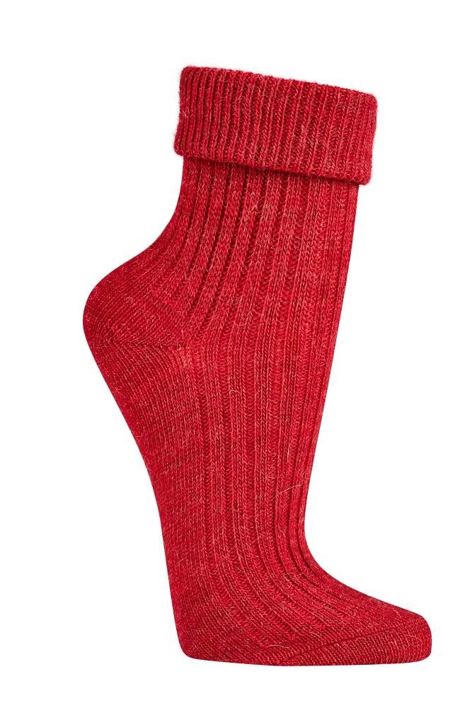 TippTexx 24 Kuschelsocken 2 Paar farbenfrohe Damen-Wollsocken mit Alpakawolle, Umschlag-Socken (Set, 2 Paar) Rippstruktur, Spitze und Ferse verstärkt