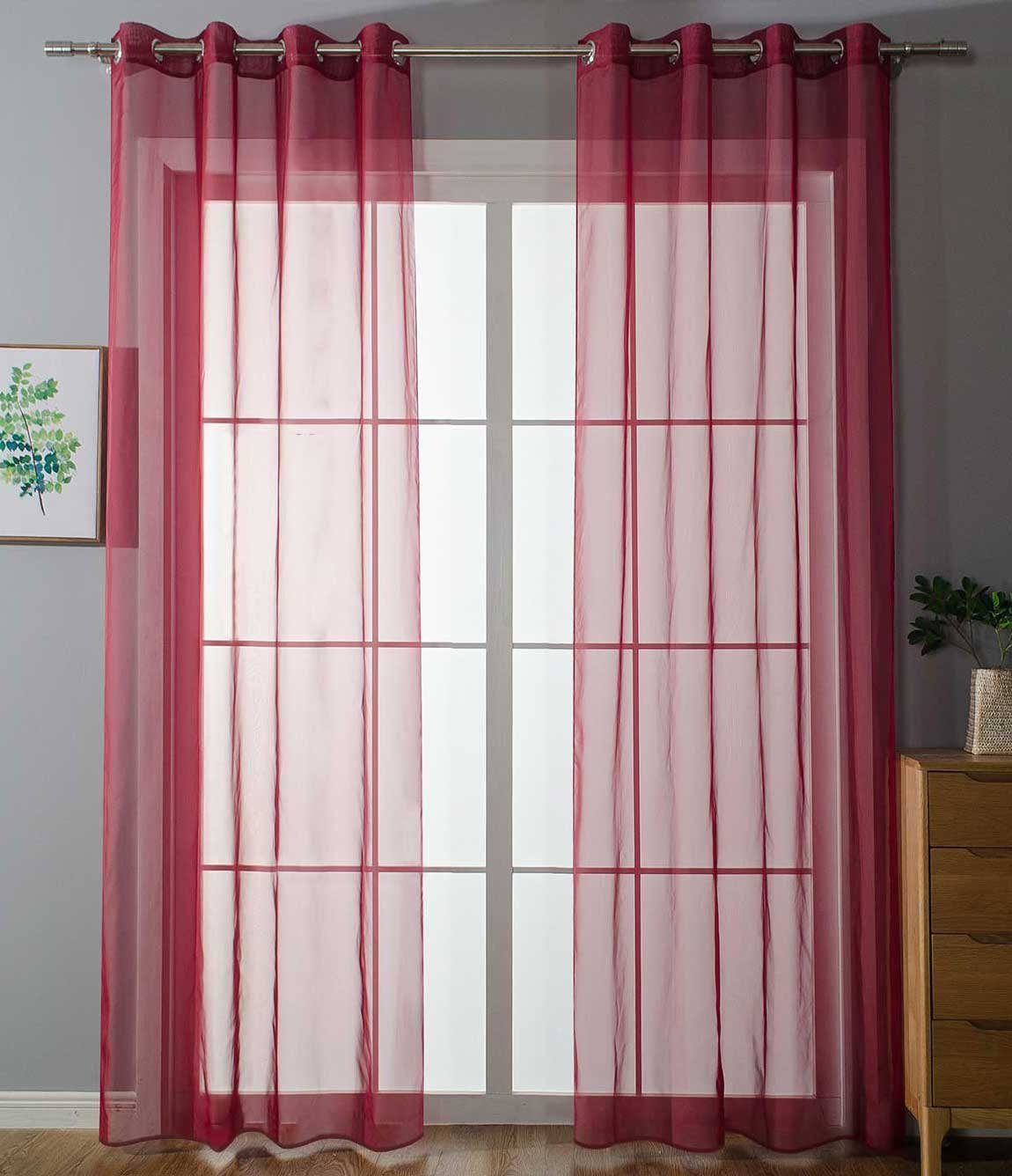 Gardinenbox Gardine (2 St), Ösen, transparent, Voile, Ösenvorhänge Voile »Uni« Bleibandabschluß 20332-cn2