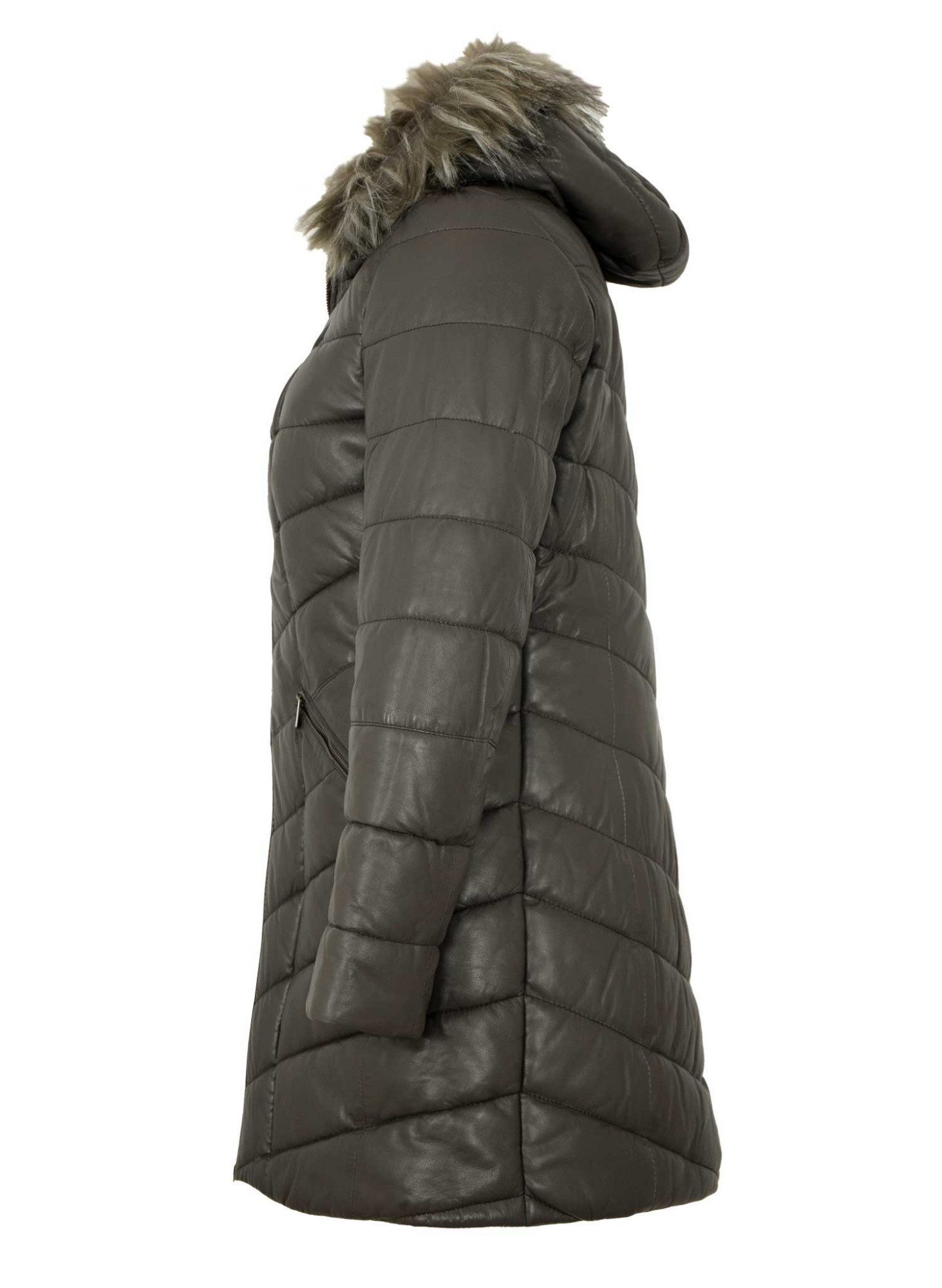 Jilani Lederjacke Ranja Jilani - Damen Ledermantel Steppmantel Kapuze Lammn günstig online kaufen