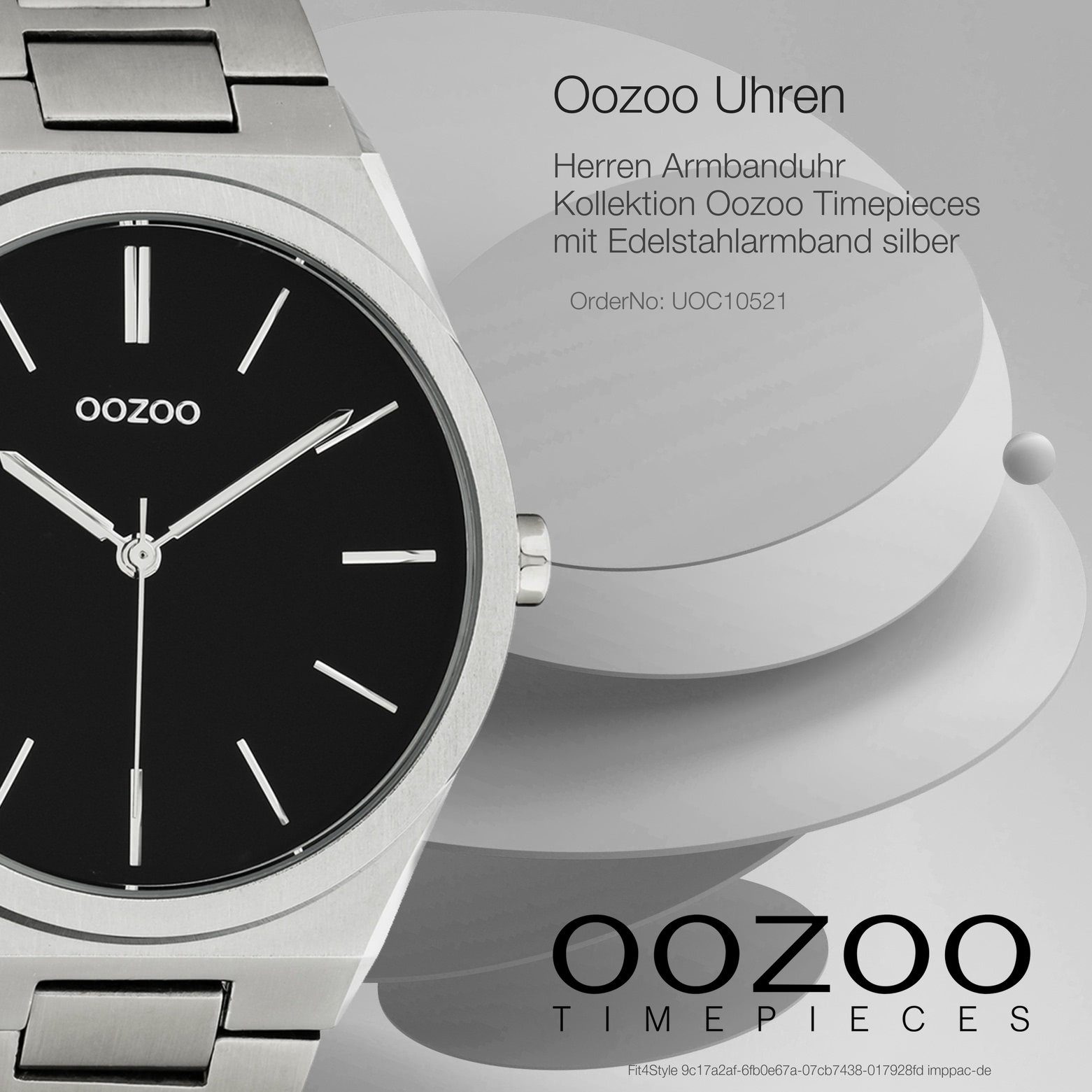OOZOO rund, Oozoo Quarzuhr Unisex groß Herren, Analog, Armbanduhr 40mm) Fashion-Style silber Edelstahlarmband, Damenuhr (ca.