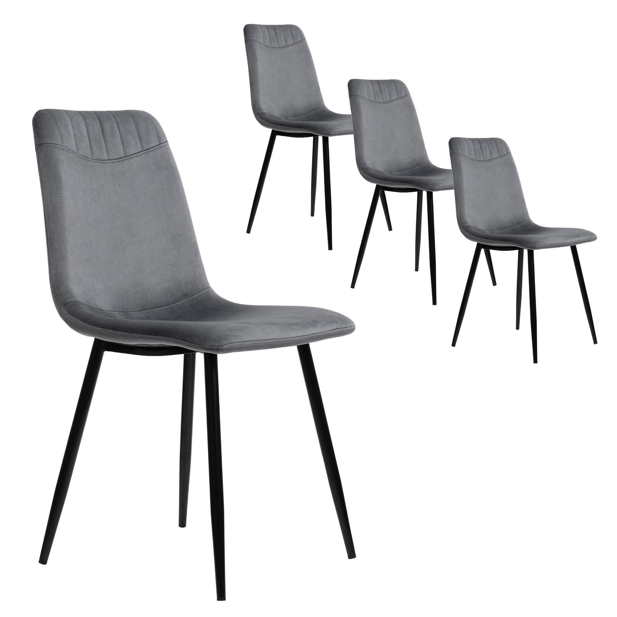 Flieks Esszimmerstuhl (Set, 4 St), 4er Set Polsterstühle Samt Küchenstuhl mit Metallbeinen
