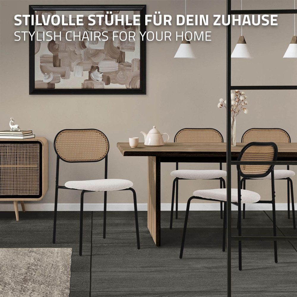 ML-DESIGN Stuhl Esszimmerstühle Rattanstuhl Polsterstühle Akzentstühle für Esszimmer (4 St), Beige Esstischstühle mit Rückenlehne aus Rattan 4er Set Küchenstuhl – Bild 5 von 5