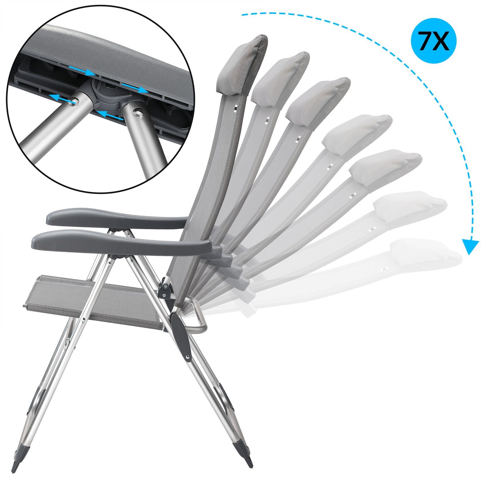 Casaria Gartenstuhl (2 St), 2er Set Hochlehner 7-fach Verstellbar Alu Klapp günstig online kaufen