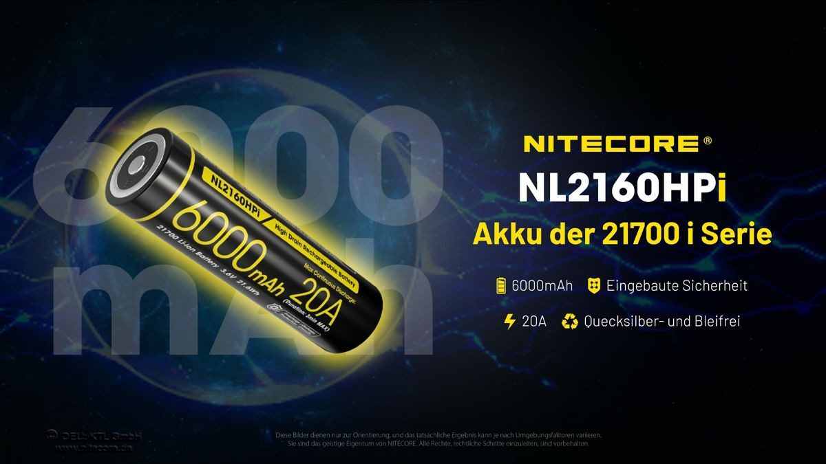Nitecore Li-Ion Akku Typ 21700 - 6000mAh - NL2160HPi Akku 6000 mAh (1 St)