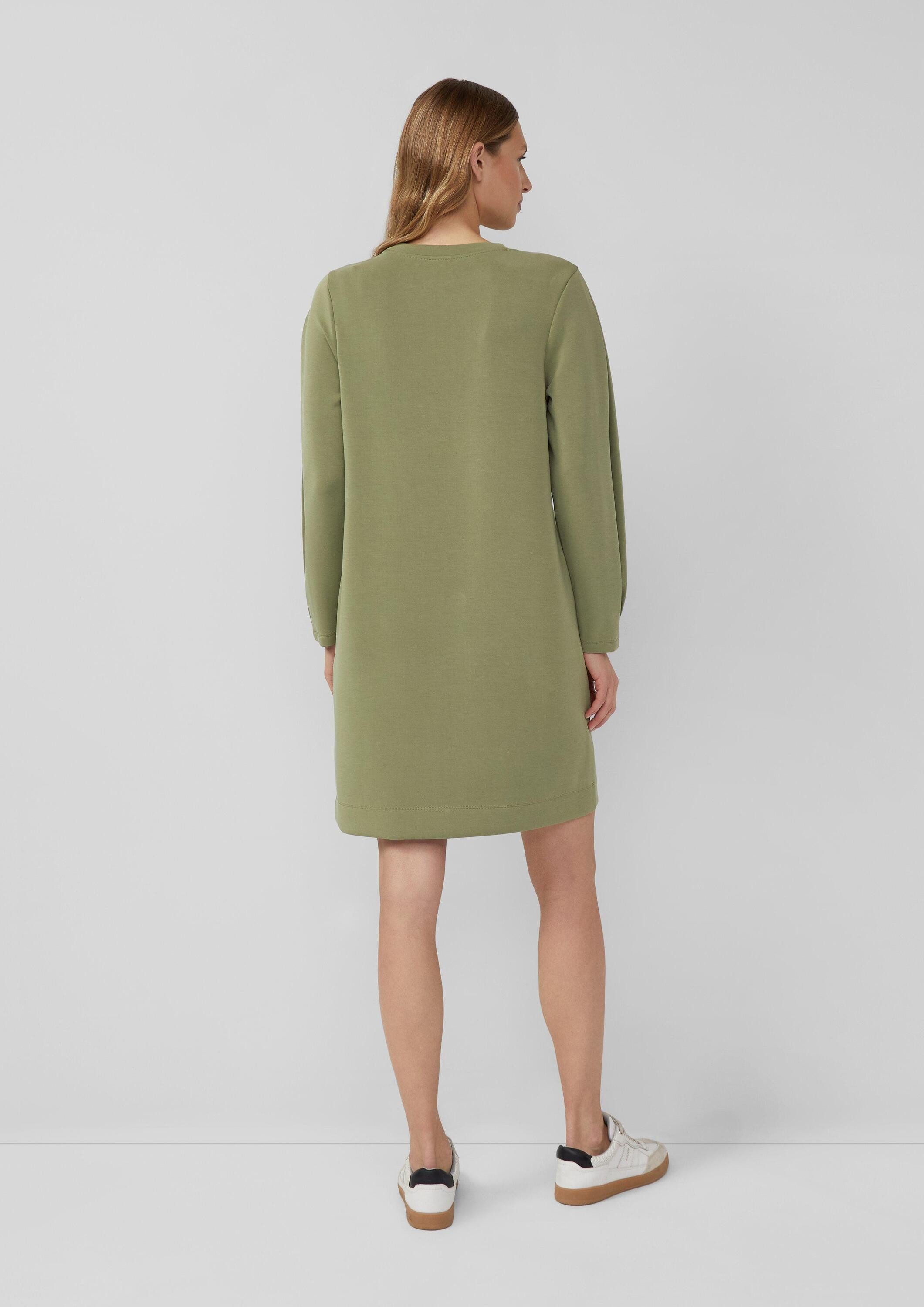 s.Oliver Minikleid Kleid Kurzes Scuba-Kleid mit Faltendetail am Ärmel