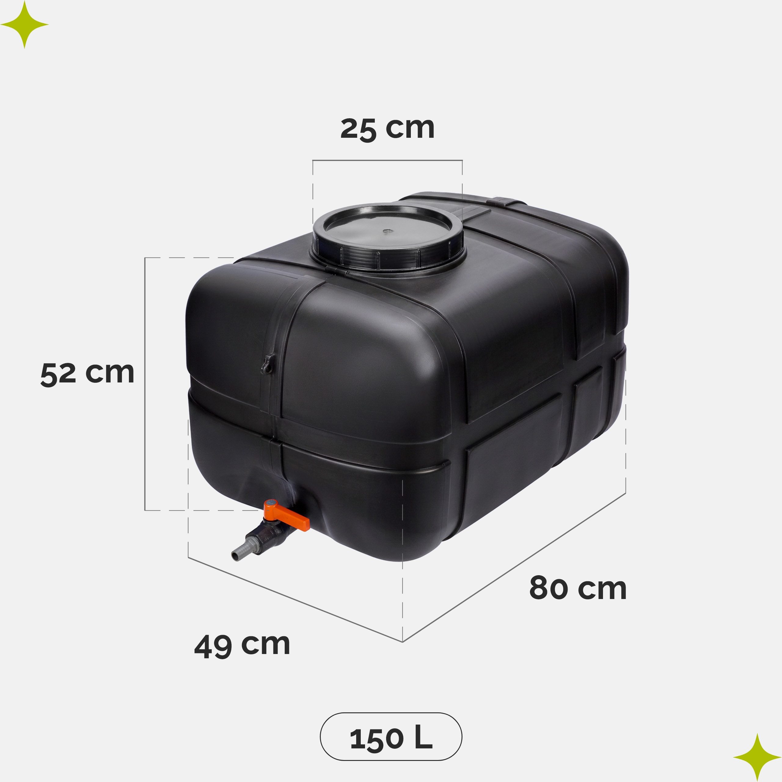Garronda Regentonne Wasserbehälter mit Deckel Regenwassertank Großbehälter GD-0098, 150 l, (1-tlg), BPA-Frei