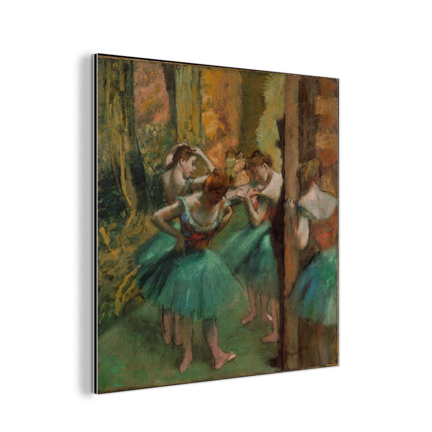 MuchoWow Metallbild Tänzerinnen Grün (1 Gemälde und - Gemälde Alu-Dibond-Druck, Aluminium Metall, von deko St), Edgar Rosa Degas, aus