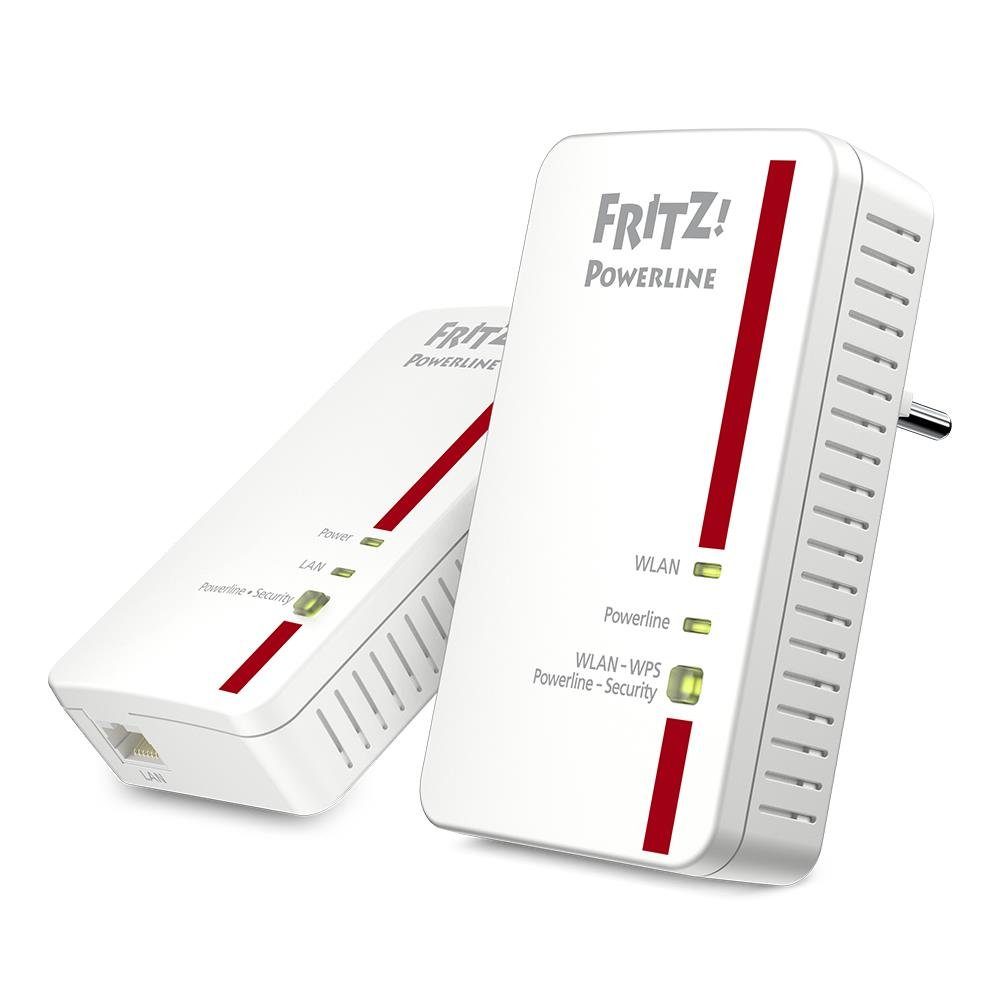 Fritz! FRITZ!Powerline 1240E/1000E WLAN Set Netzwerk-Adapter, 1,200 MBit/s, WLAN-Access Point, deutschsprachige Version