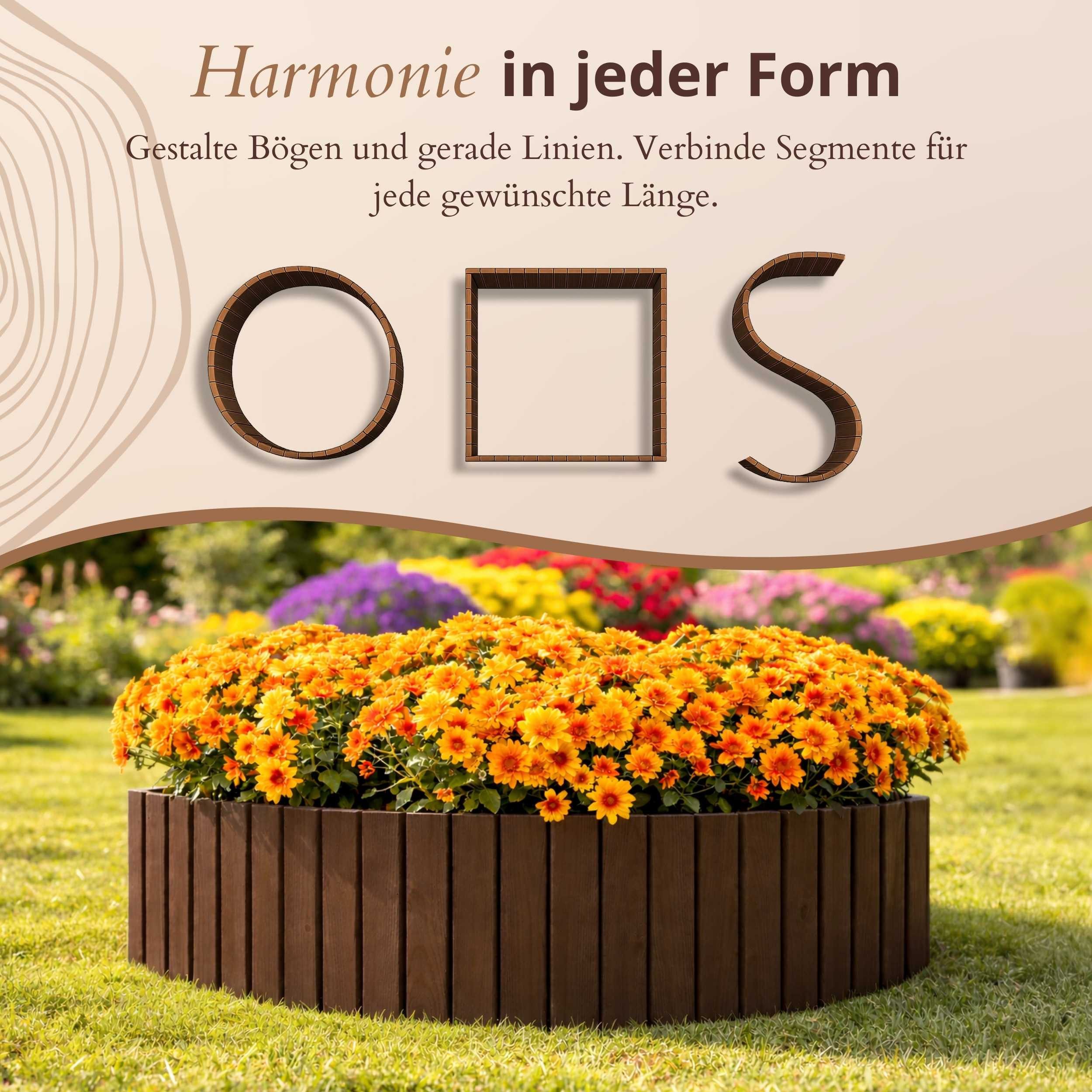 Floranica Beetbegrenzung Beeteinfassung Flexibler Rollborder Rasenkante Beetumrandung Palisade, LxH: 200x10 cm, 1 Stk., Braun, für Garten, Rindenmulch, Blumenbe – Bild 4 von 5
