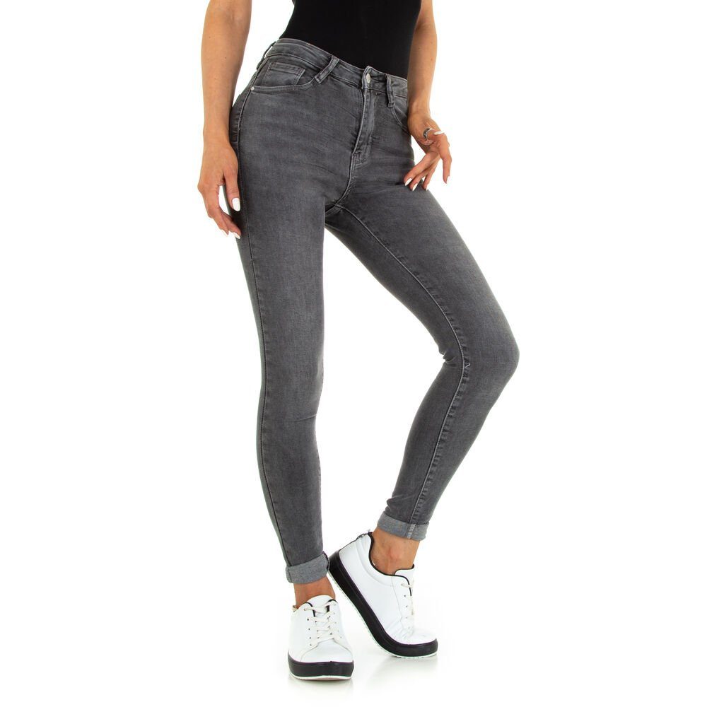 Stretch Skinny Jeans Skinny-fit-Jeans Ital-Design in Freizeit Grau Damen
