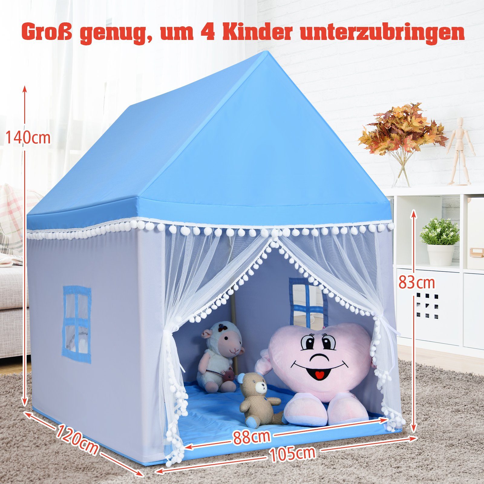 COSTWAY Spielzelt Kinder, mit Baumwolldecke, Fenster günstig online kaufen
