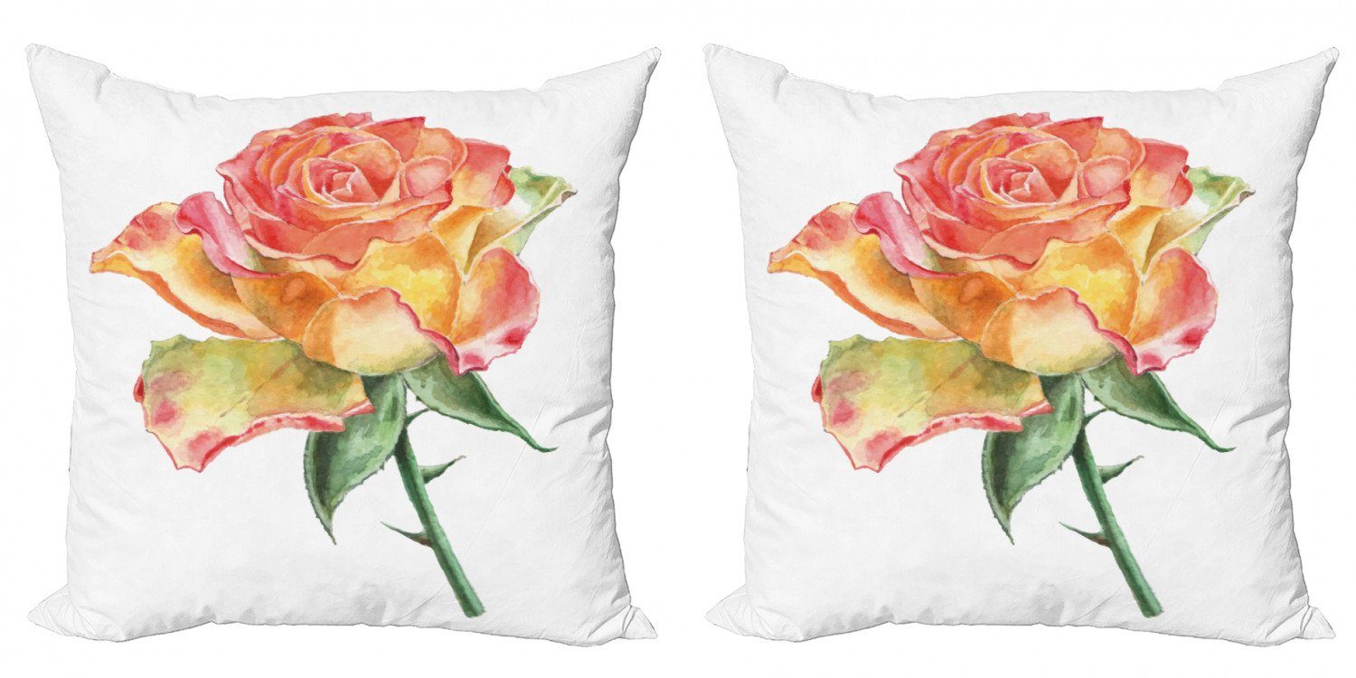 Stück), Abakuhaus Rose Accent Kissenbezüge Modern (2 Kunst Digitaldruck, Lively Blütenblätter Doppelseitiger Botanik