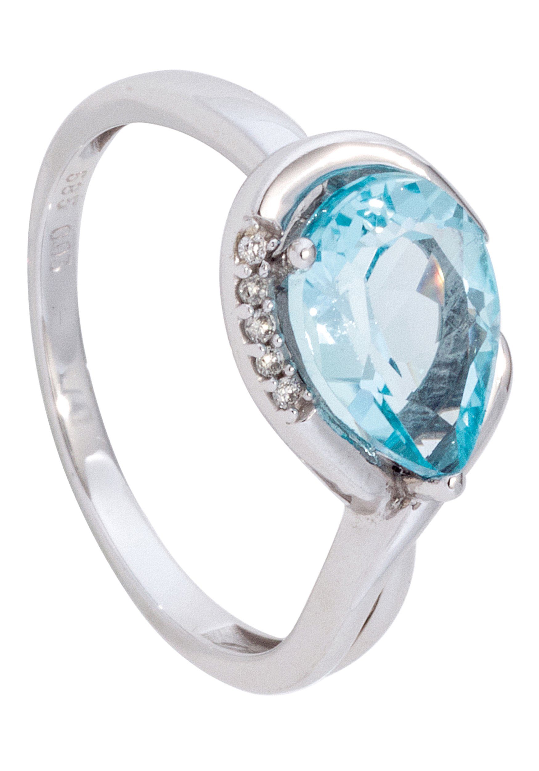 JOBO Fingerring Ring mit Blautopas und 5... JOBO Fingerring Ring mit Blautopas und 5...