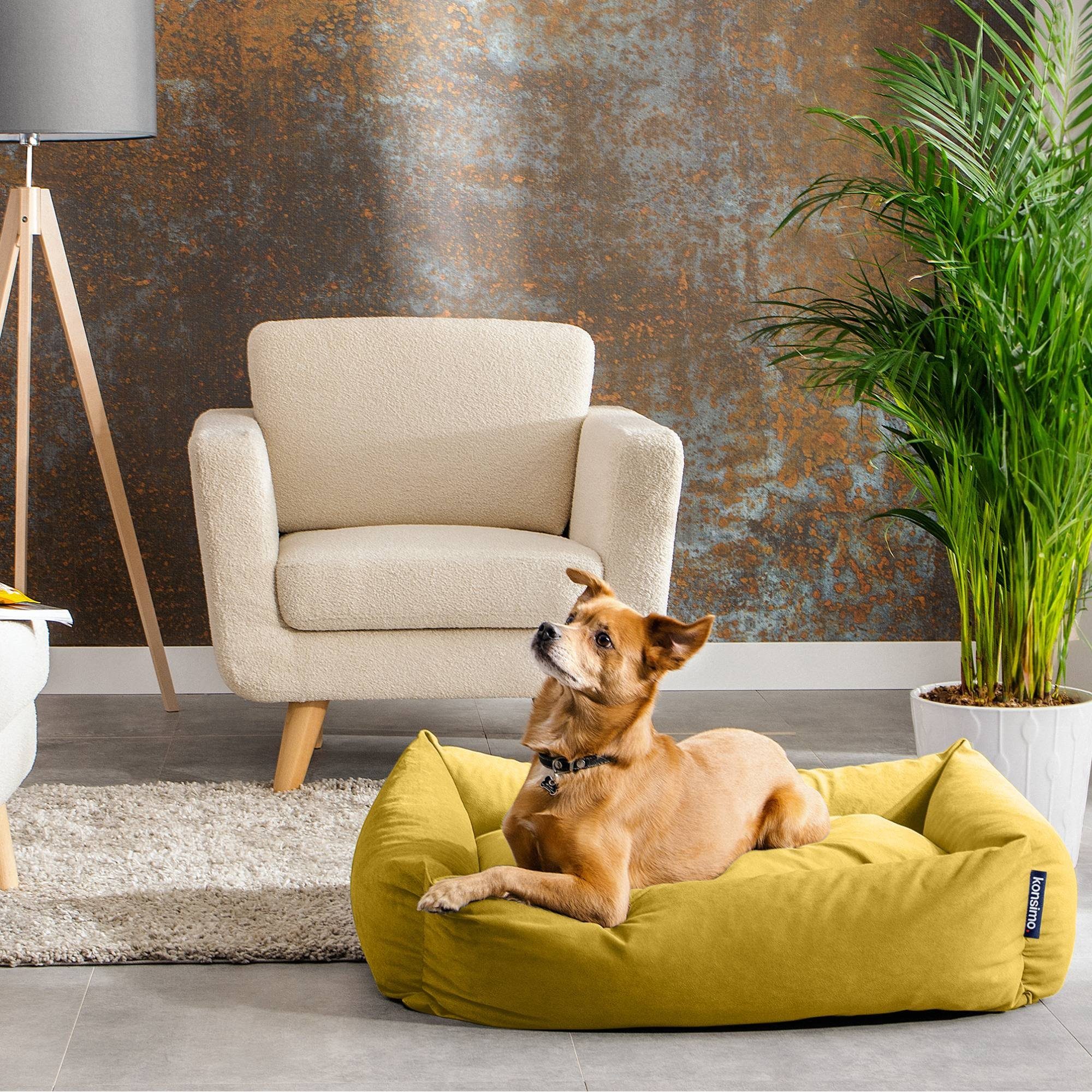 KONSIMO® Tierbett Hundebett CANINI, 100 % Polyester, Kissenbezug abnehmbar, Super Clean Technologie