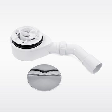 NORDONA Duschablauf Extraflache Ablaufgarnitur mit Haarsieb + Flexschlauch, Einbautiefe: 63 mm