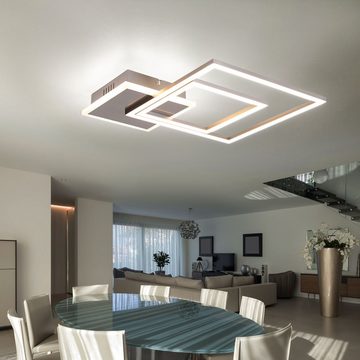 Globo LED Deckenleuchte, LED-Leuchtmittel fest verbaut, LED Deckenlampe eckig Wohn Ess Zimmer Beleuchtung Design