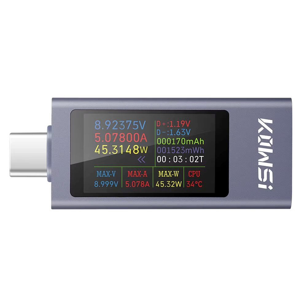 USB Tester KWS-2303C für USB-C, 4-30V, 12A, OLED Display, Universal-Ladegerät