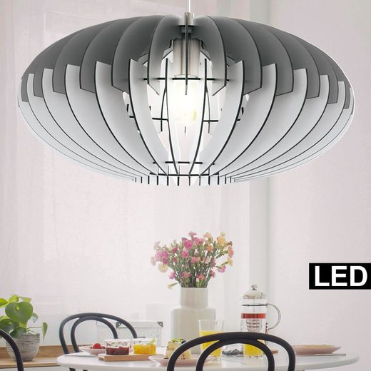 etc-shop Deckenleuchte, Pendel Decken Lampe grau weiß Lamellen Design