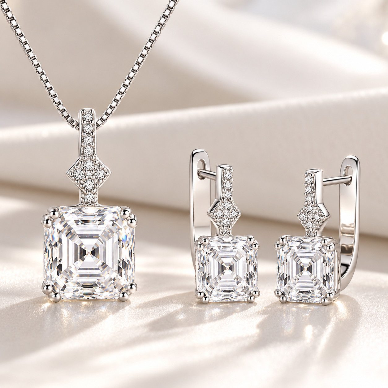 ROUGEMONT Schmuckset Funkelndes Damen Schmuckset 925 Sterling Silber Halskette+Ohrringe, Echtschmuck – Bild 5 von 5