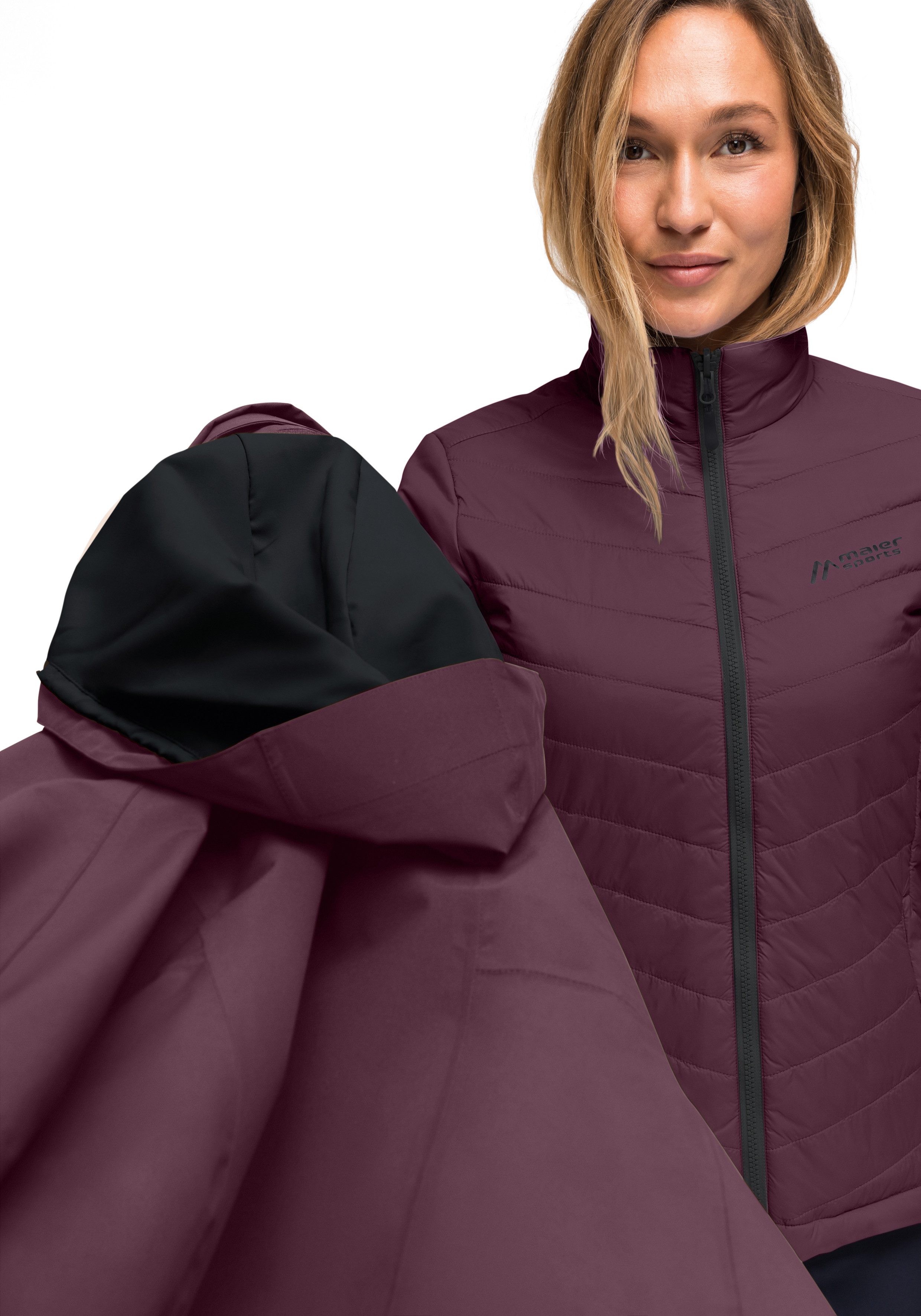 Maier Sports Funktionsjacke Lisbon 3in1 Damen 3-in-1-Jacke, Outdoorjacke wind/wasserdicht, 2 RV-Taschen