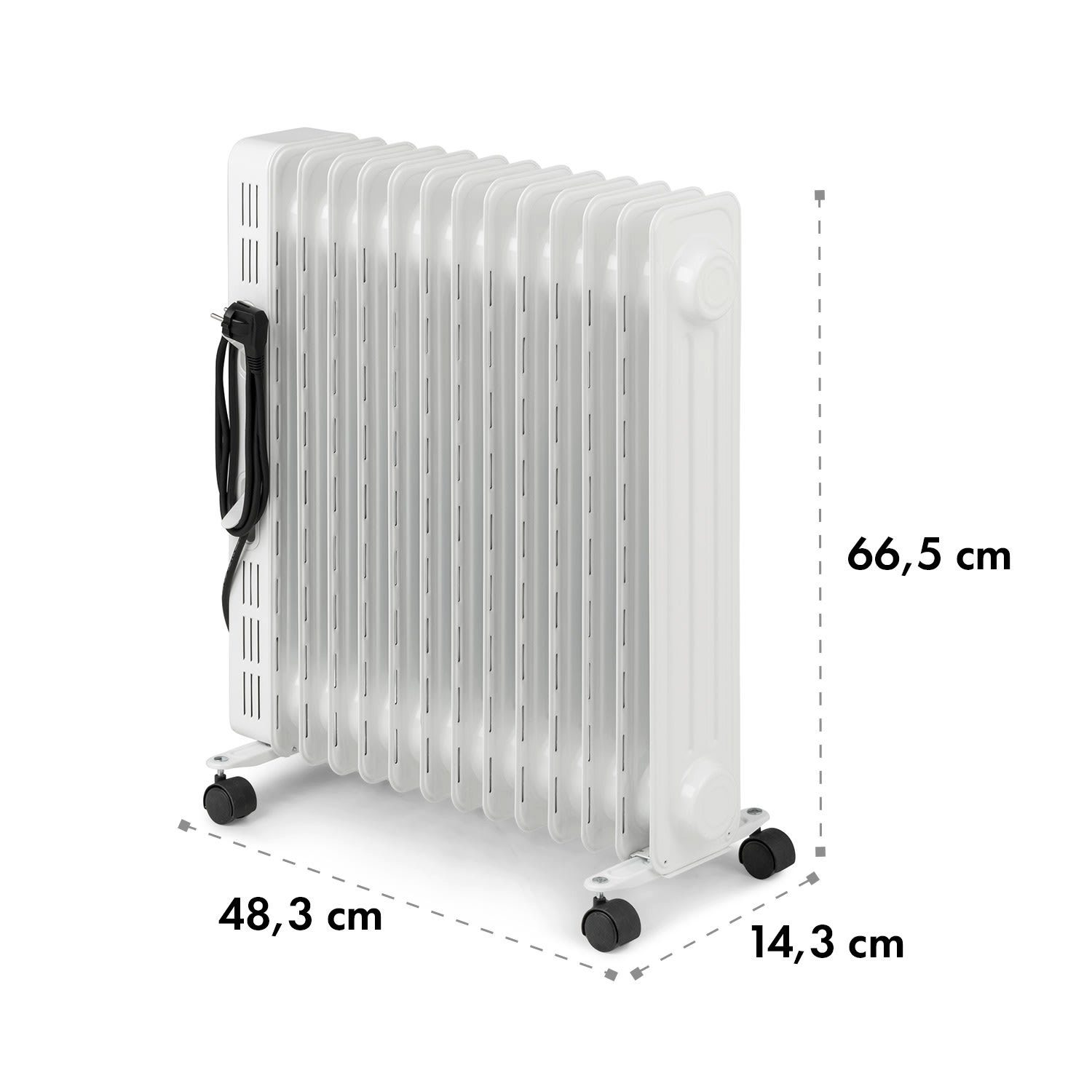 Klarstein Rippen Thermostat 12 Heizstrahler Ölradiator Heizkörper W, 2500 Heatstream, Thermaxx Rollen energiesparend