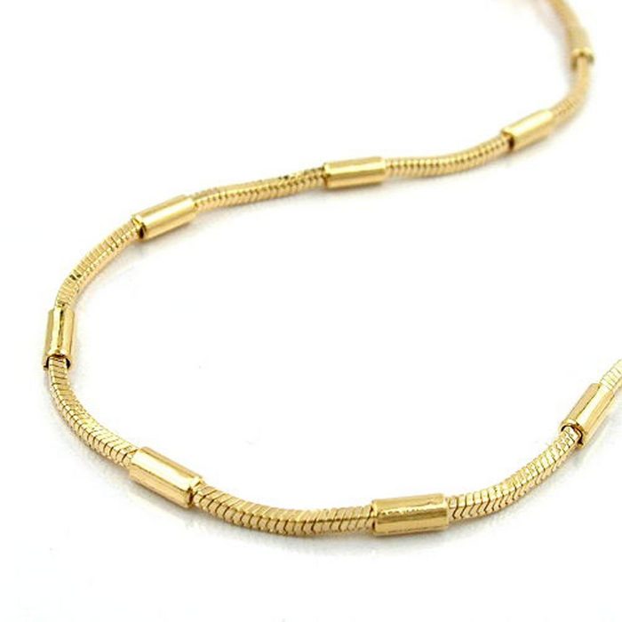 unbespielt Kette ohne Anhänger Halskette Kette Schlangenkette Vierkant vergoldet 42 cm inklusive Schmuckbox Goldschmuck für Damen