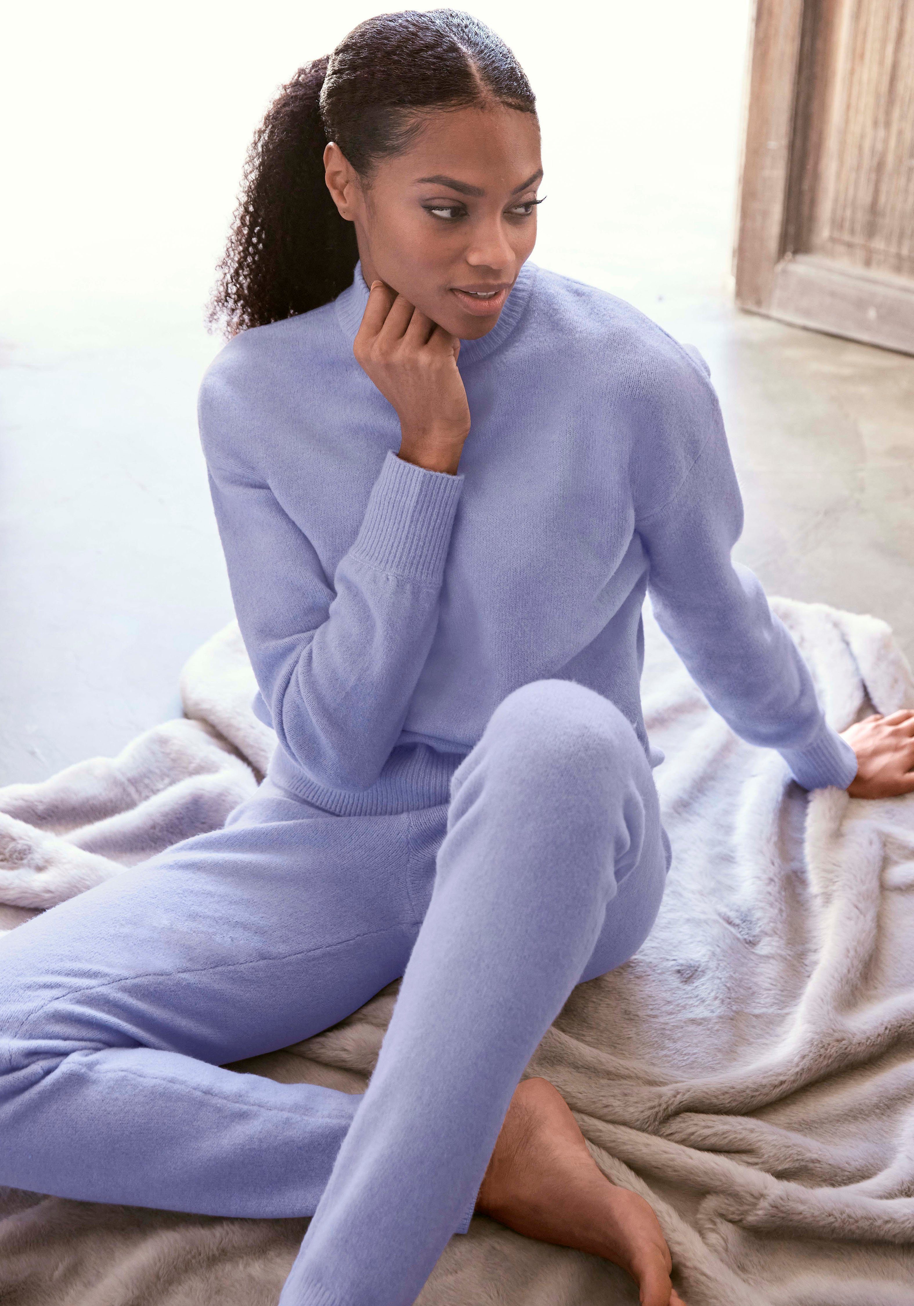 LASCANA Strickpullover mit Stehkragen und Rippbündchen, Loungewear